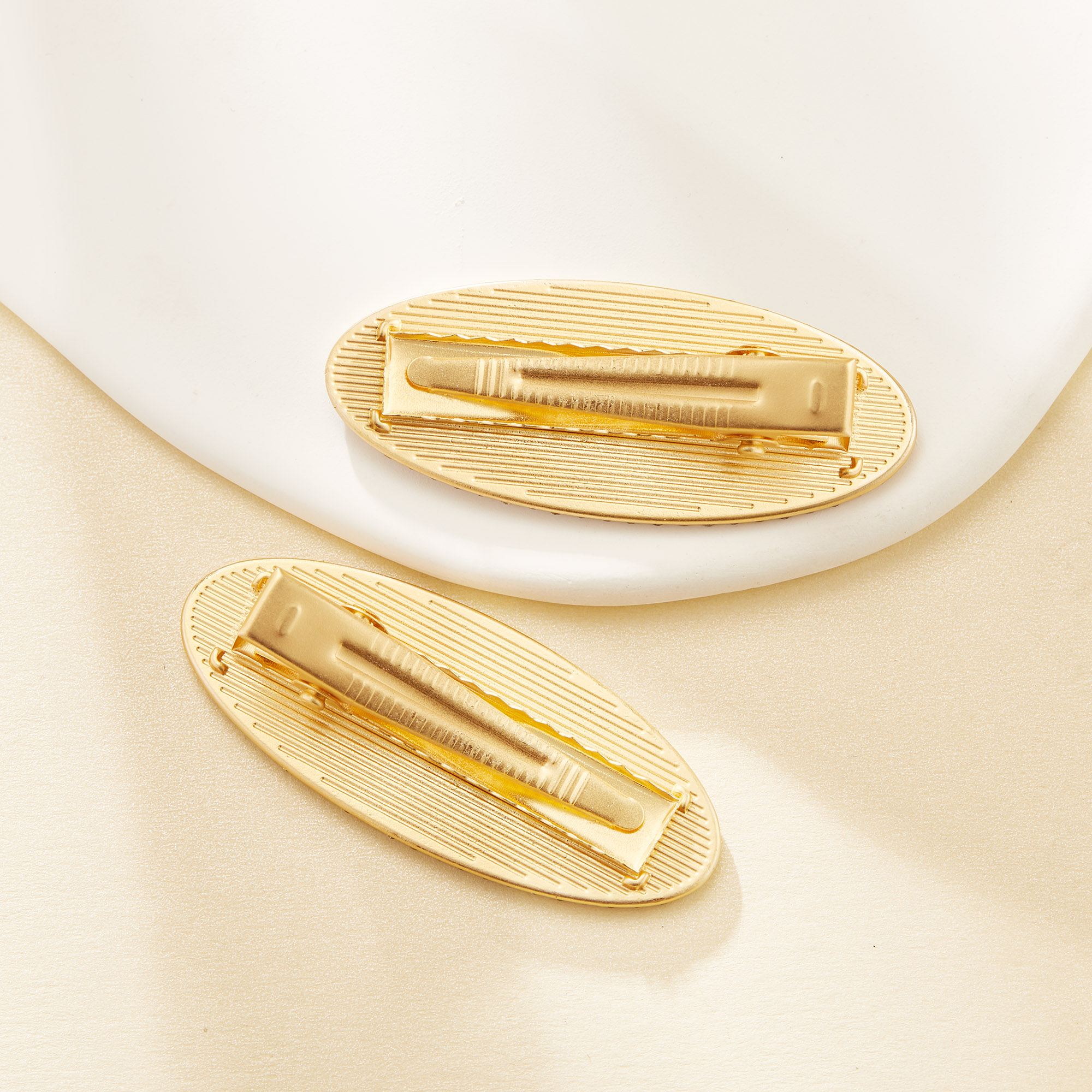 Resin Oval Bezel Hair Clip Settings,Gold Plated Alloy l Hairpin,Pave CZ Stone Hairclip,DIY Handmade Findings 1421280