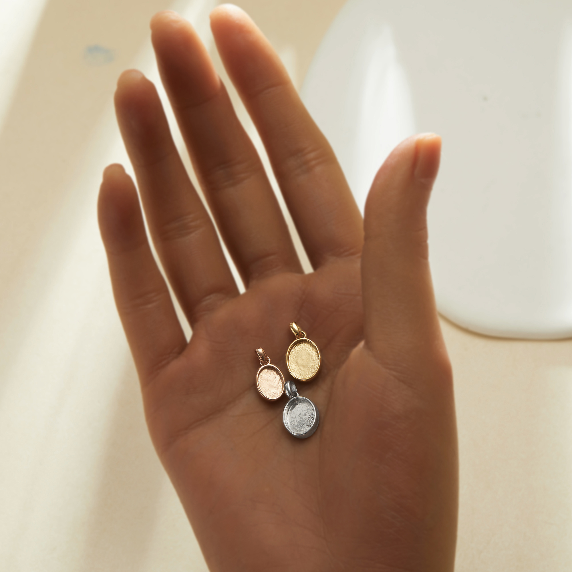 Keepsake Breast Milk Stainless Steel Oval Bezel Pendant Settings,Minimalist DIY Pendant Charm Supplies 1421281