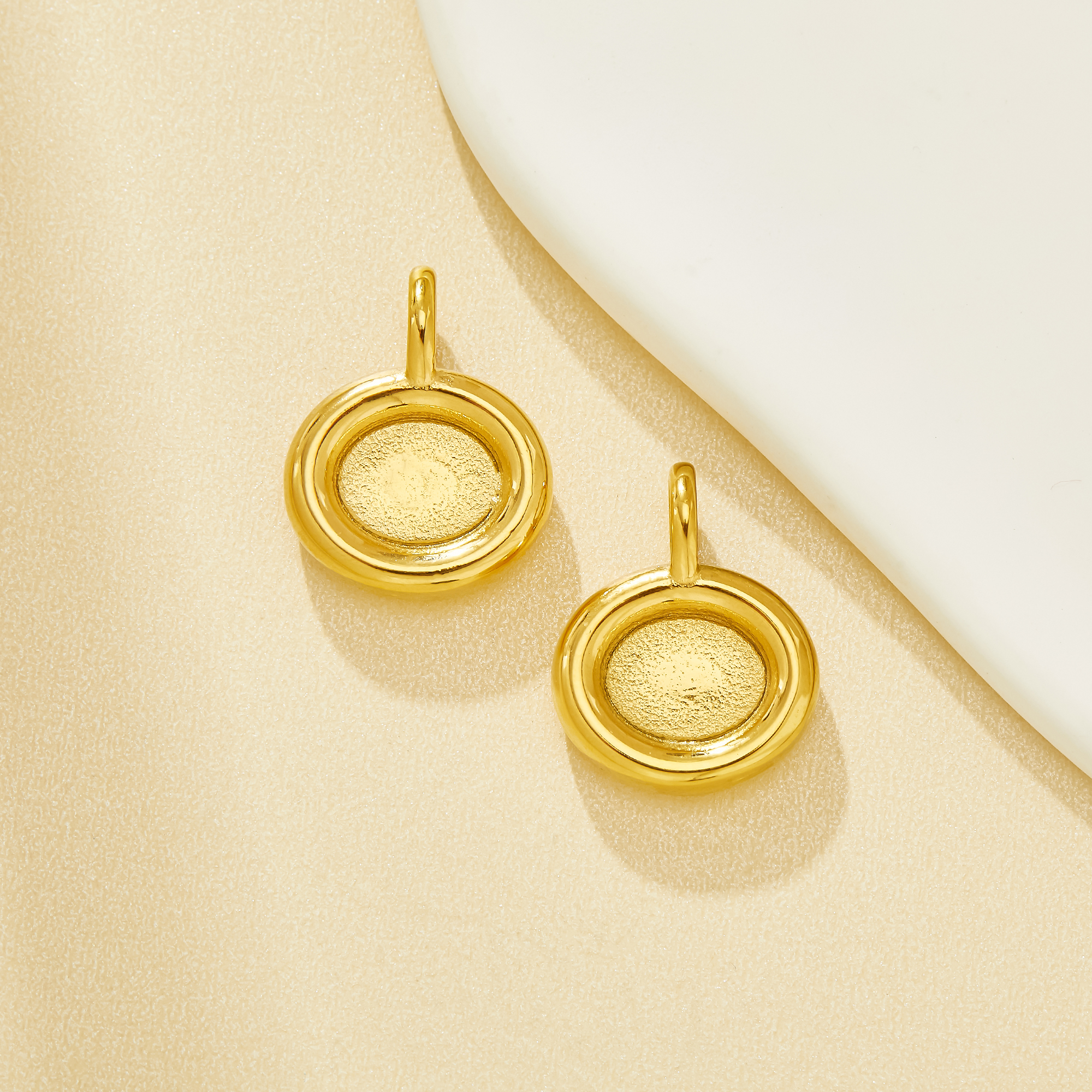 7x9MM Oval Bezel Stainless Steel Pendant Settings,Simple Gold Plated Stainless Steel Pendant Charm,DIY Pendant Blank Supplies 1421292