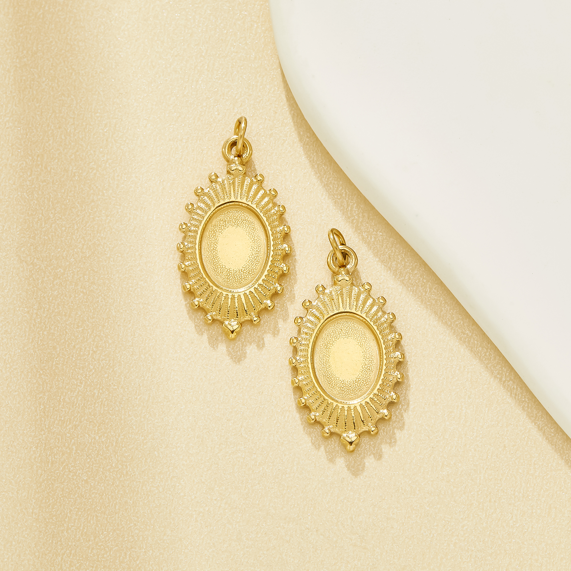 6x8MM Oval Bezel Stainless Steel Pendant Settings,Vintage Styles Gold Plated Stainless Steel Pendant Charm,DIY Pendant Blank Supplies 1421293