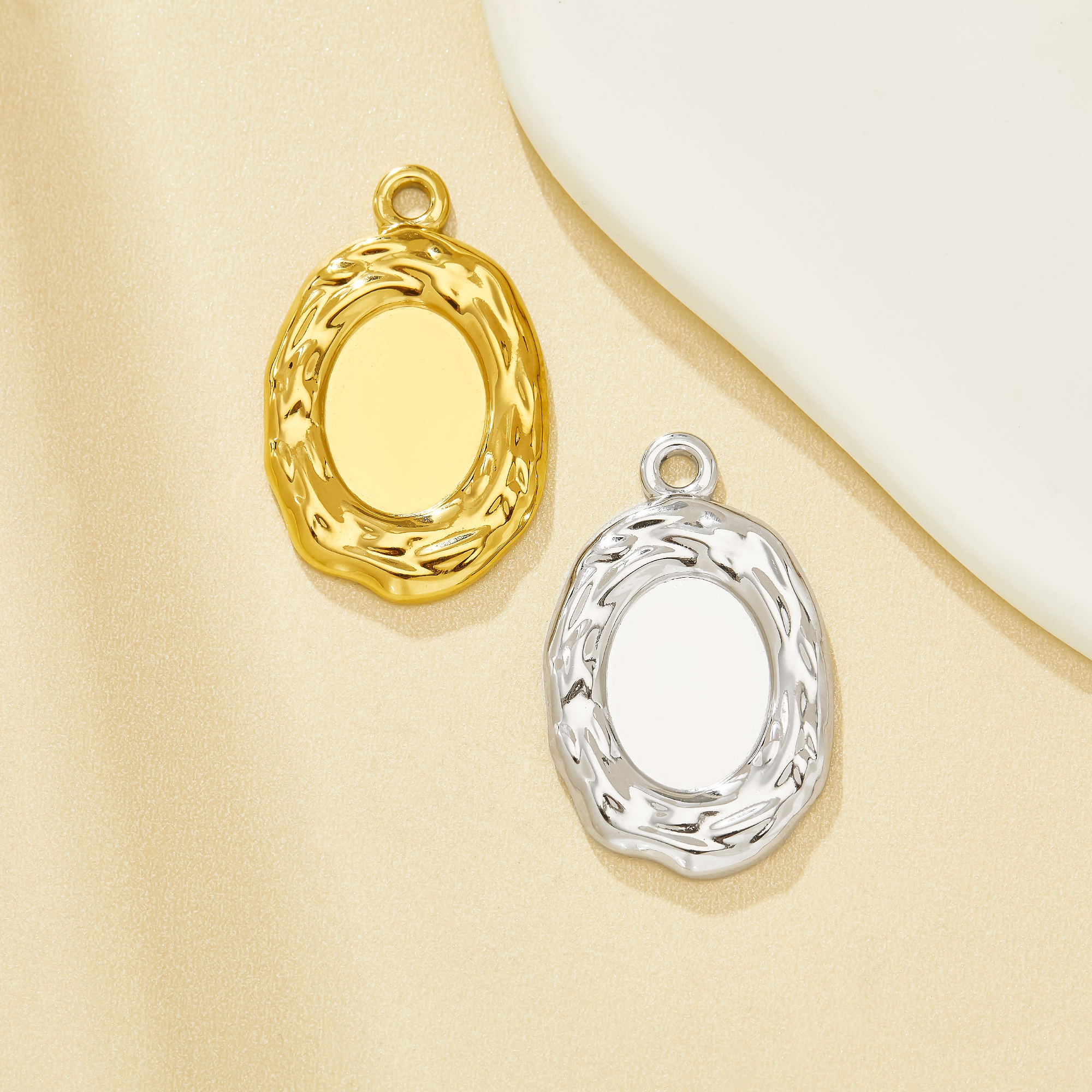 11x15MM Oval Bezel Stainless Steel Pendant Settings,Silver Gold Plated Stainless Steel Pendant Charm,DIY Pendant Blank Supplies 1421296