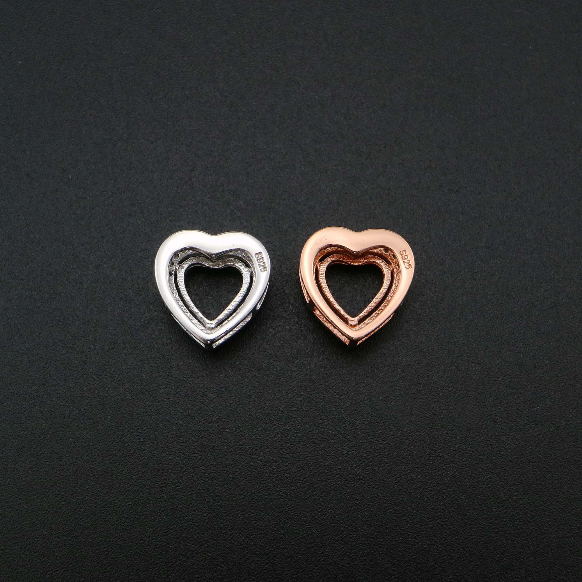 1Pcs 8MM Heart Prong Pendant Charm Settings Simple Rose Gold Plated Solid 925 Sterling Silver DIY Bezel Tray for Gemstone 1431068 - Click Image to Close