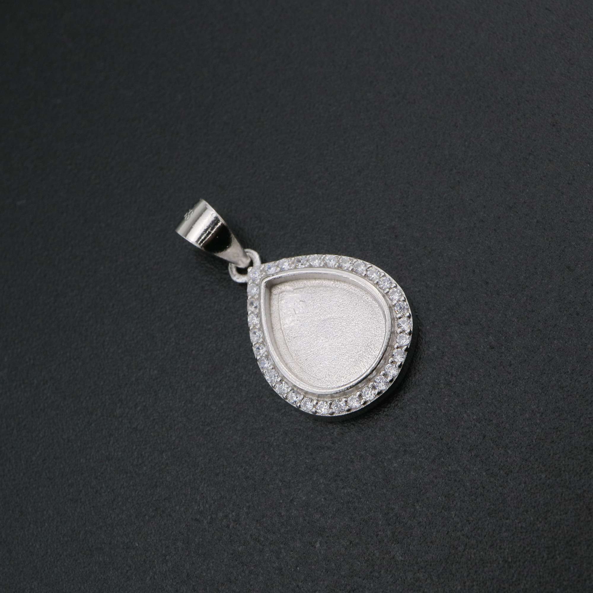 1Pcs Pear Pendant Bezel for Breast Milk Cabochon Solid 925 Sterling Silver Charm Settings DIY Supplies 1431069 - Click Image to Close