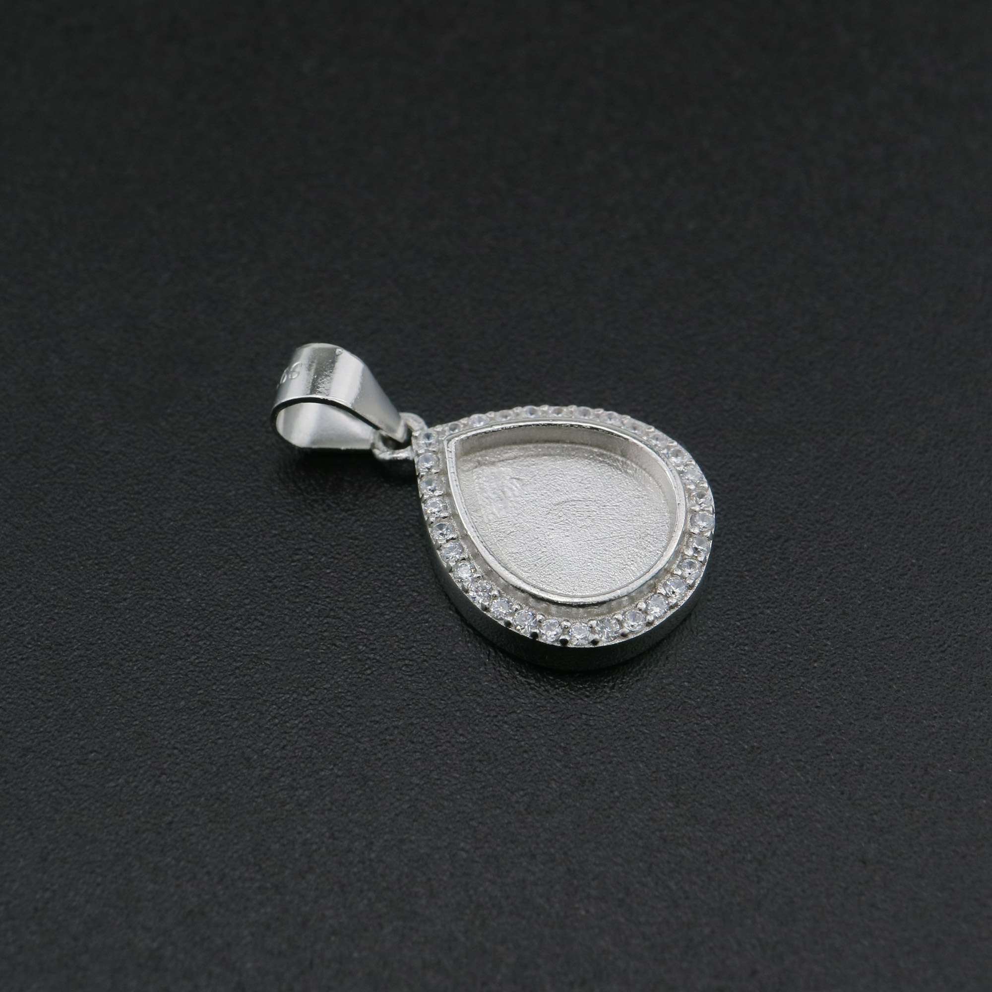 1Pcs Pear Pendant Bezel for Breast Milk Cabochon Solid 925 Sterling Silver Charm Settings DIY Supplies 1431069 - Click Image to Close