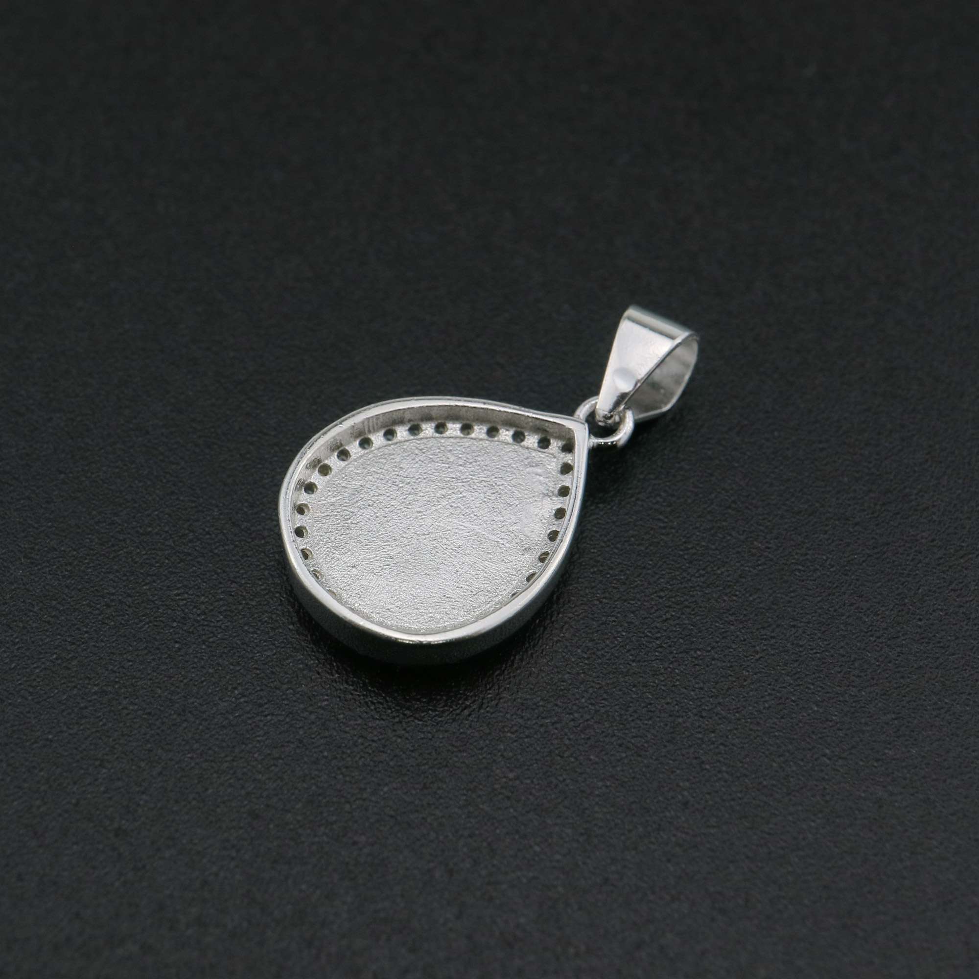 1Pcs Pear Pendant Bezel for Breast Milk Cabochon Solid 925 Sterling Silver Charm Settings DIY Supplies 1431069 - Click Image to Close