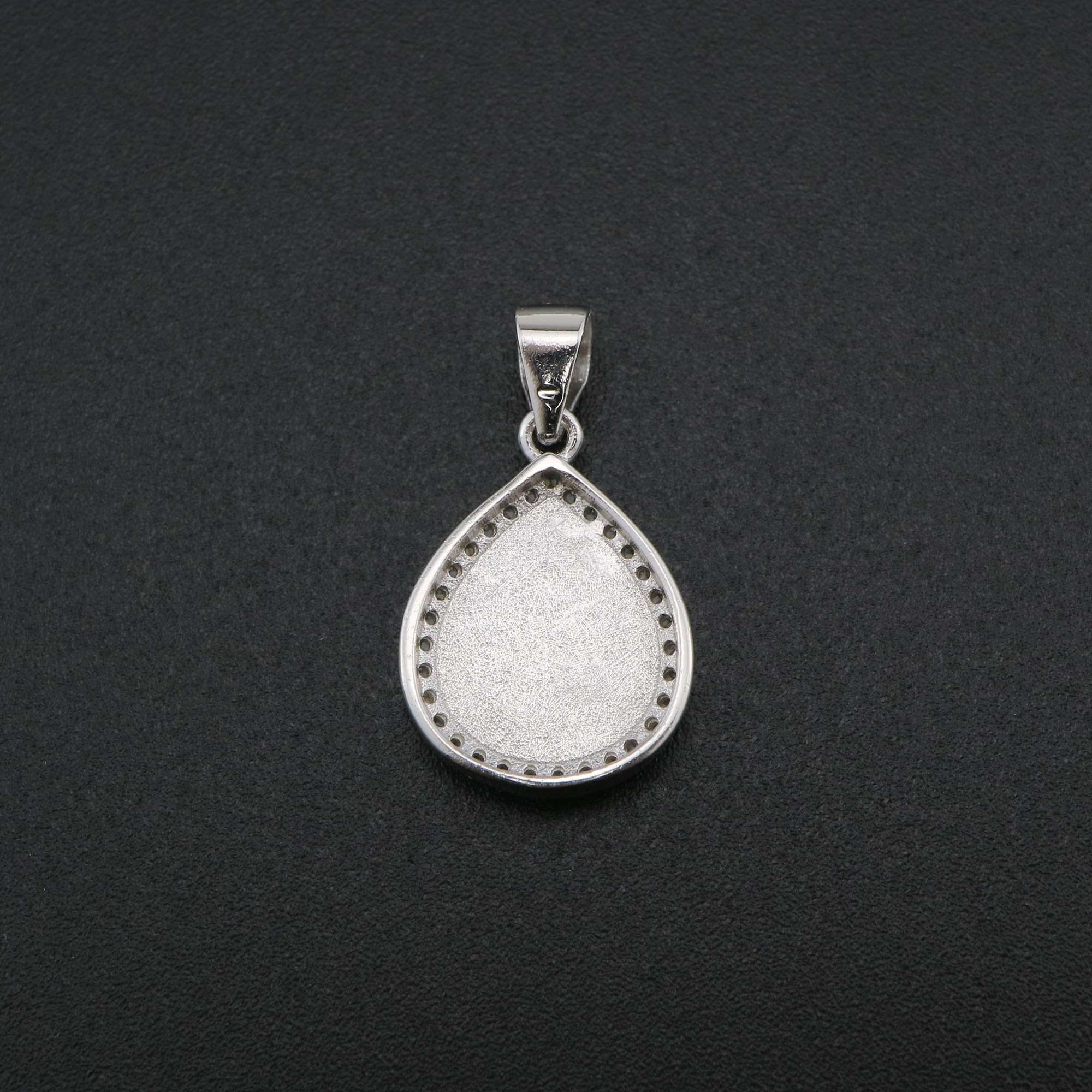 1Pcs Pear Pendant Bezel for Breast Milk Cabochon Solid 925 Sterling Silver Charm Settings DIY Supplies 1431069 - Click Image to Close