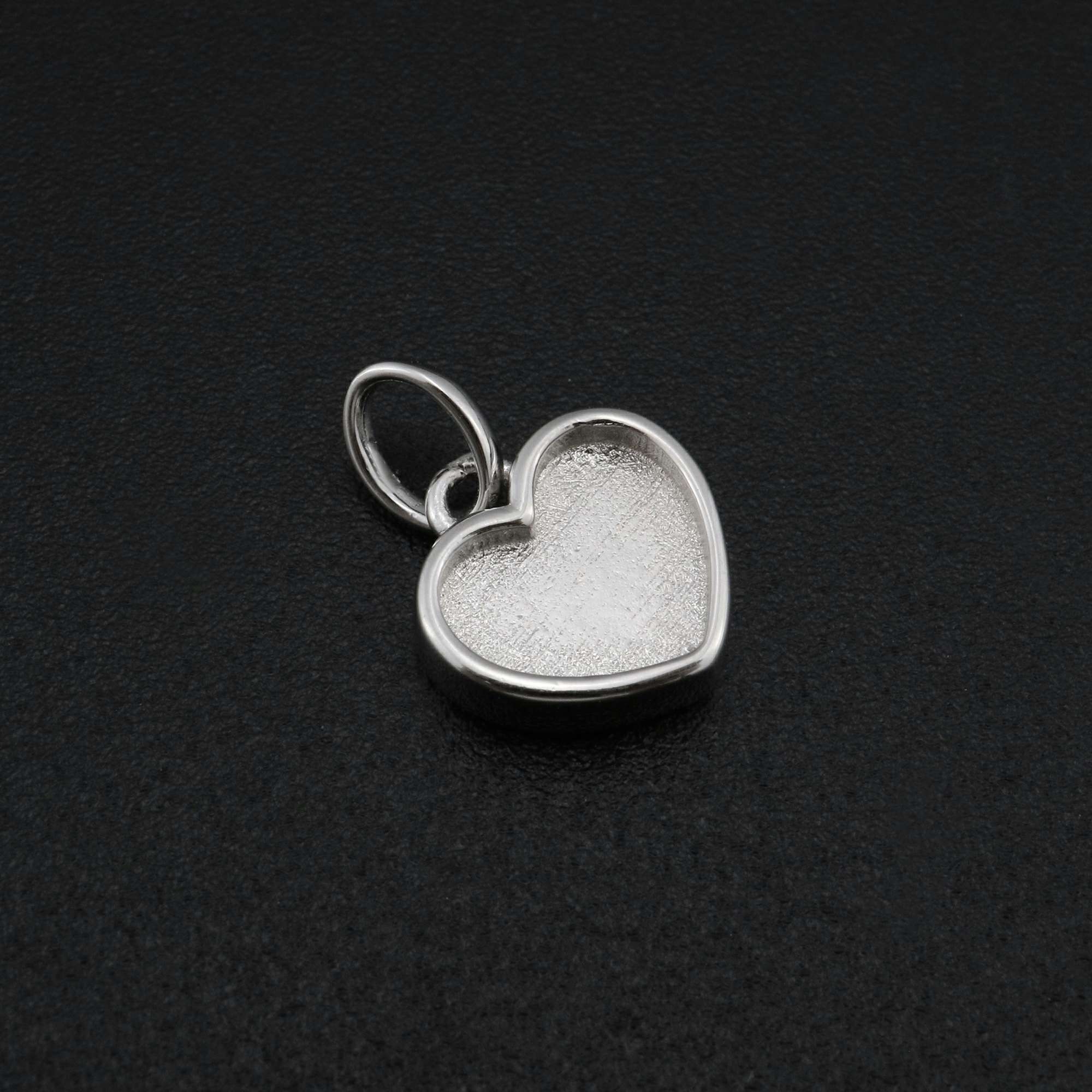 8MM Heart Bezel Settings for Breast Milk Resin Solid Back 925 Sterling Silver Pendant Charm DIY Supplies 1431080 - Click Image to Close