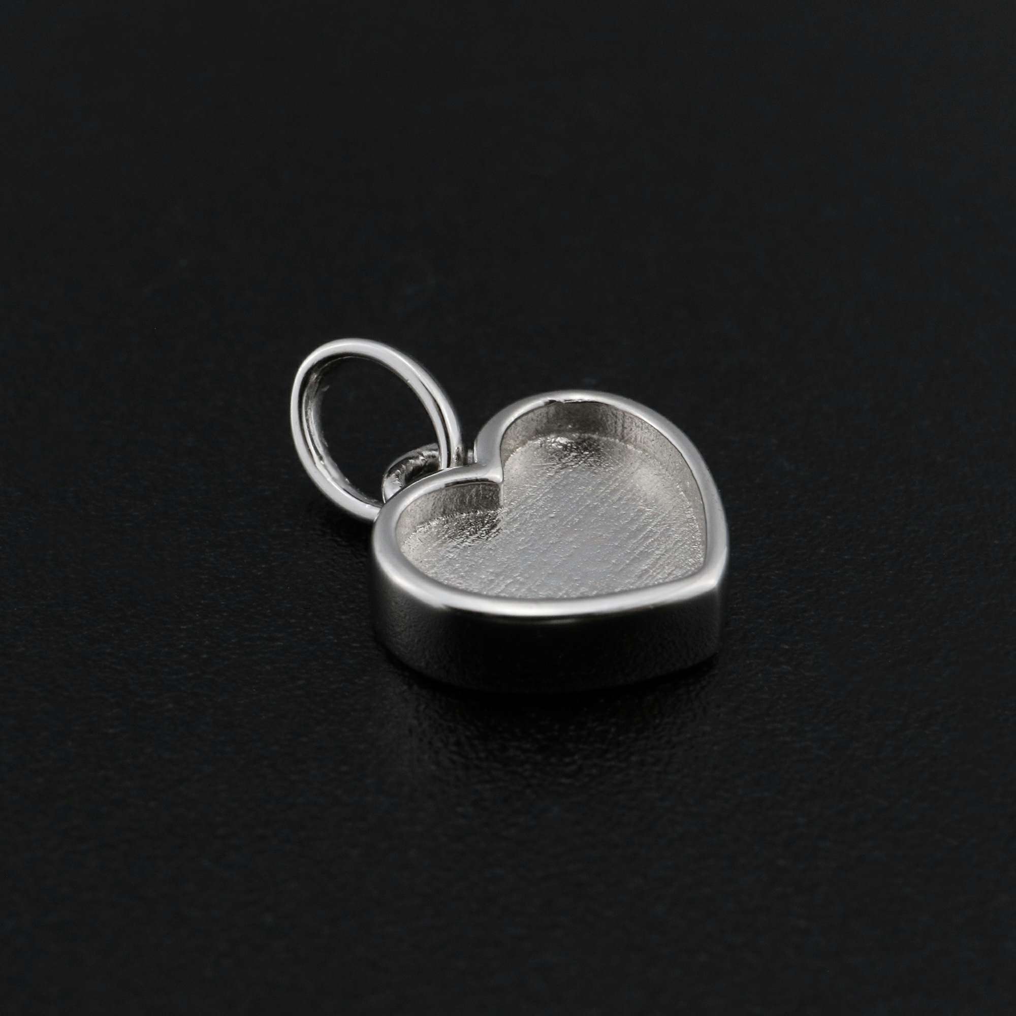 8MM Heart Bezel Settings for Breast Milk Resin Solid Back 925 Sterling Silver Pendant Charm DIY Supplies 1431080 - Click Image to Close