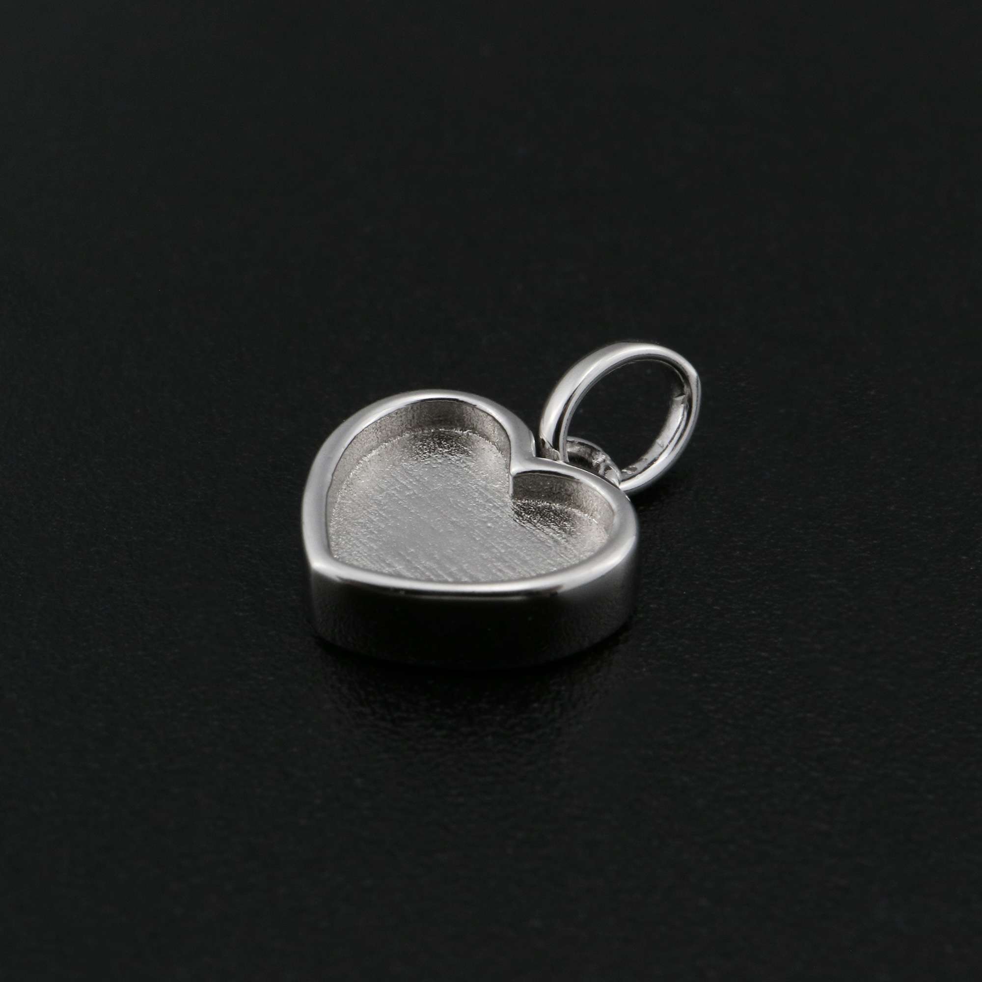 8MM Heart Bezel Settings for Breast Milk Resin Solid Back 925 Sterling Silver Pendant Charm DIY Supplies 1431080 - Click Image to Close