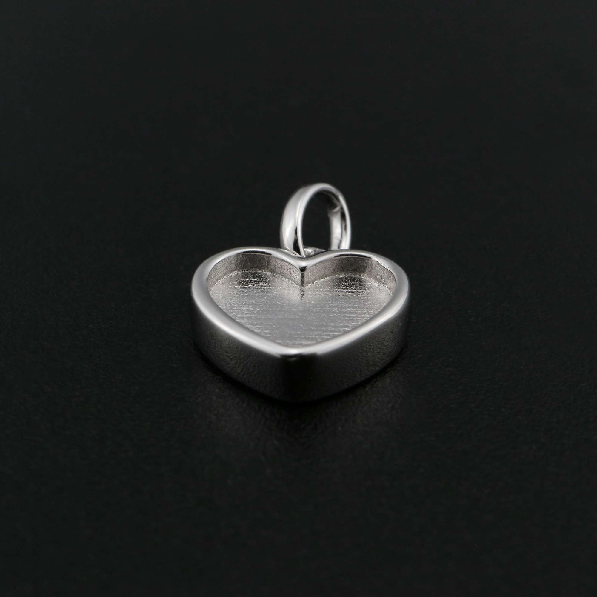 8MM Heart Bezel Settings for Breast Milk Resin Solid Back 925 Sterling Silver Pendant Charm DIY Supplies 1431080 - Click Image to Close