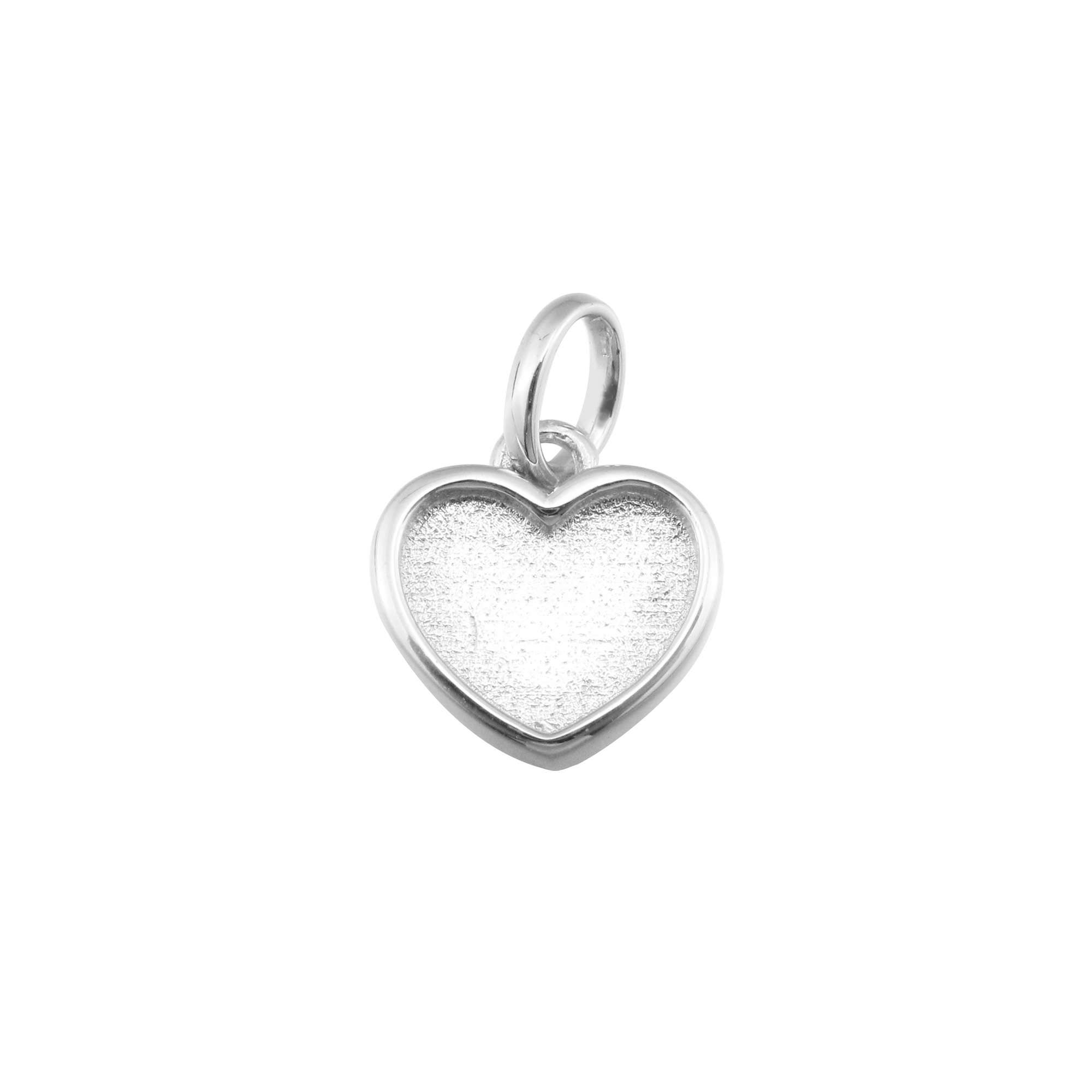 8MM Heart Bezel Settings for Breast Milk Resin Solid Back 925 Sterling Silver Pendant Charm DIY Supplies 1431080 - Click Image to Close