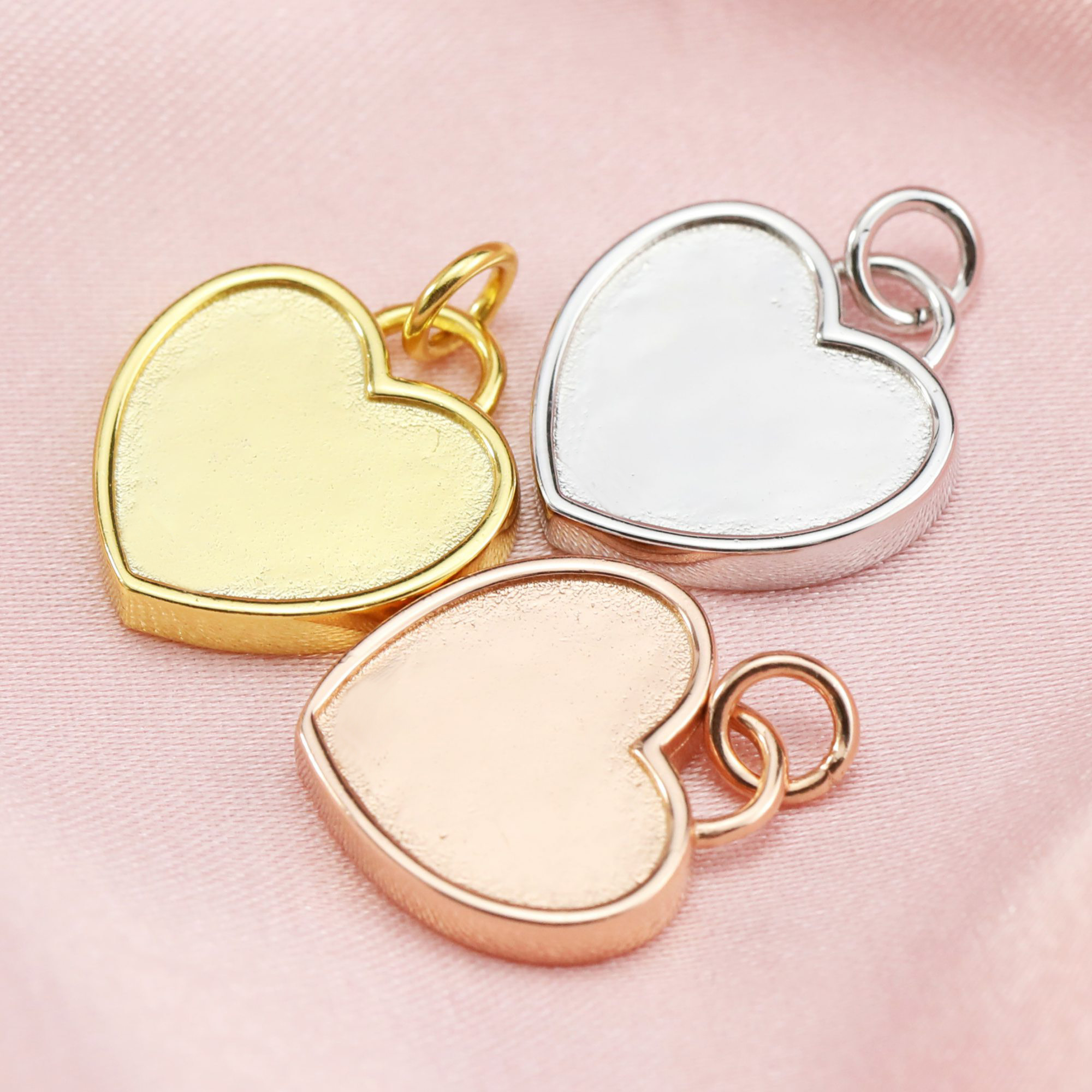 Keepsake Breast Milk Bezel 12MM Heart Pendant Settings Solid 14K/18K Gold DIY Memory Jewelry Supplies 1431088-1 - Click Image to Close