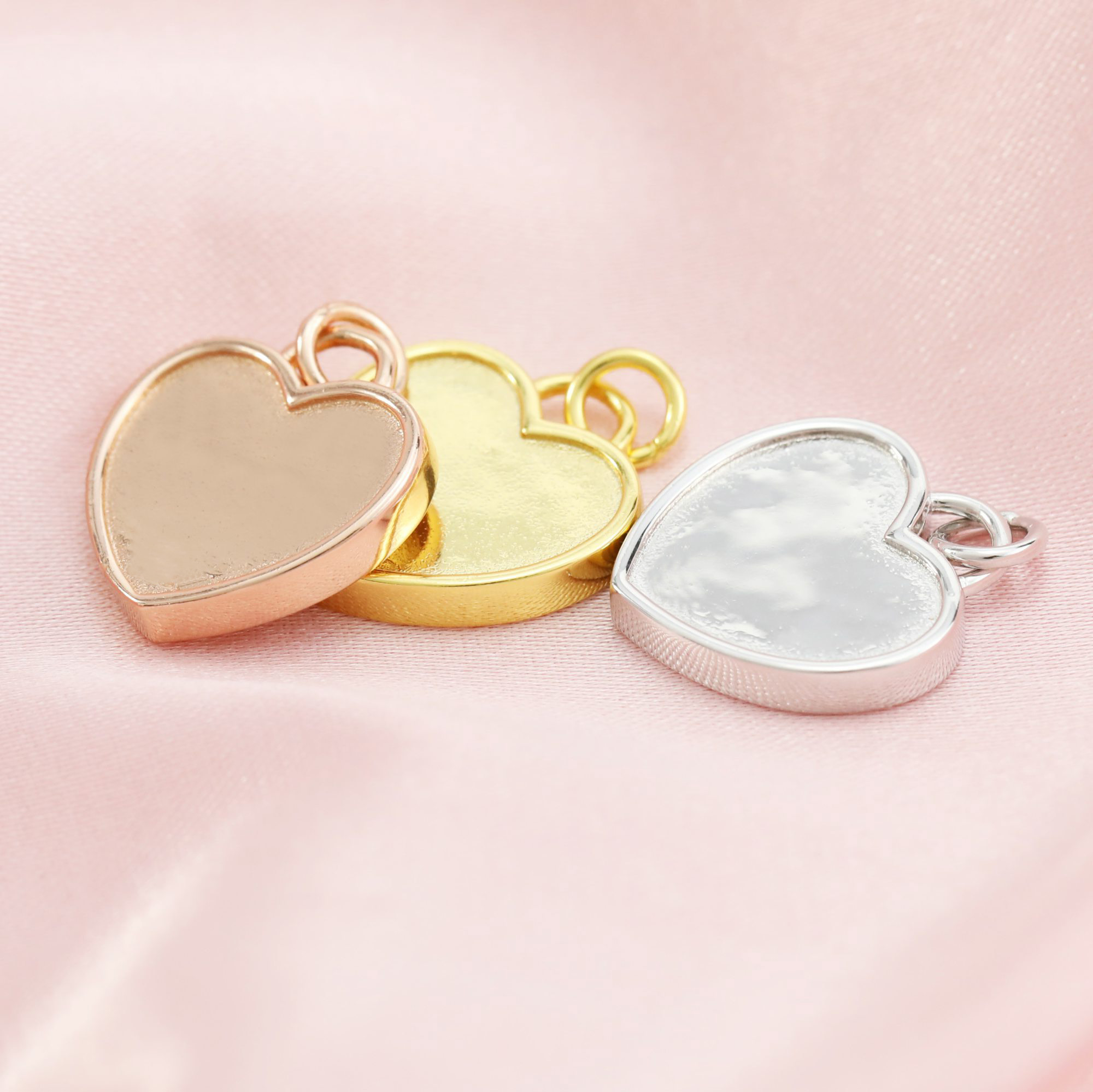 Keepsake Breast Milk Bezel 12MM Heart Pendant Settings Solid 14K/18K Gold DIY Memory Jewelry Supplies 1431088-1 - Click Image to Close