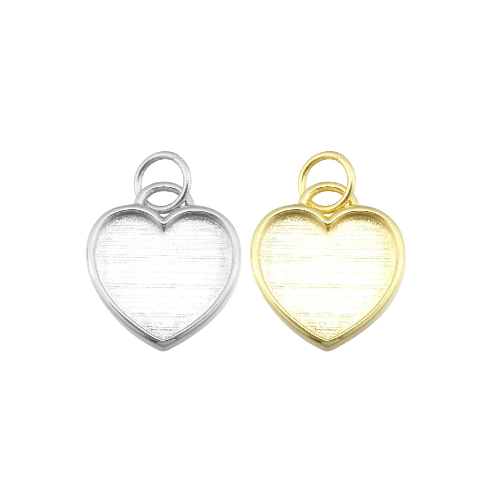 12MM Heart Bezel Settings for Breast Milk Resin Solid Back Gold Plated 925 Sterling Silver Pendant DIY Supplies 1431088 - Click Image to Close