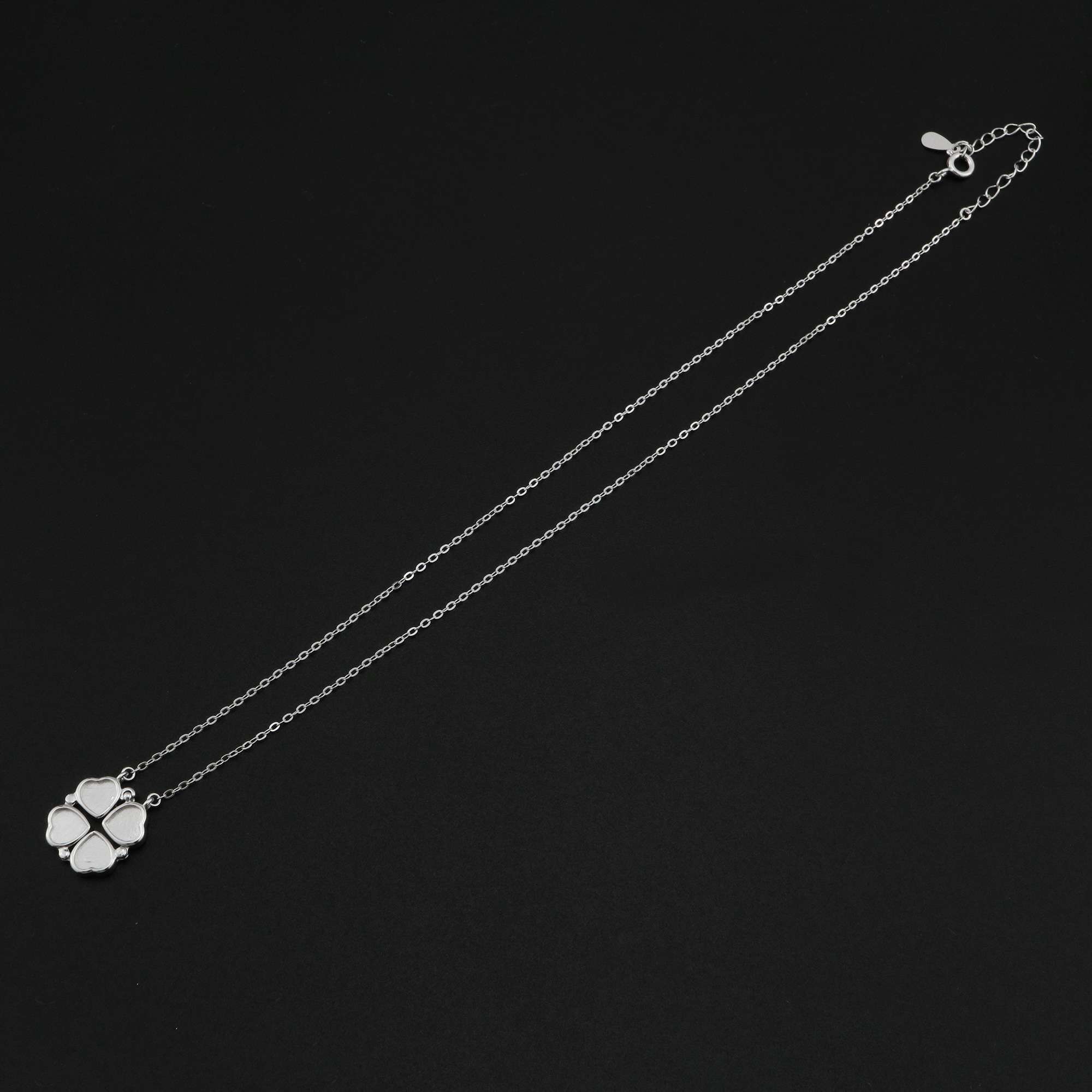 Double Sides 6MM Heart Bezel Settings for Breast Milk Resin Solid 925 Sterling Silver Pedant Necklace 16''+2'' 1431090