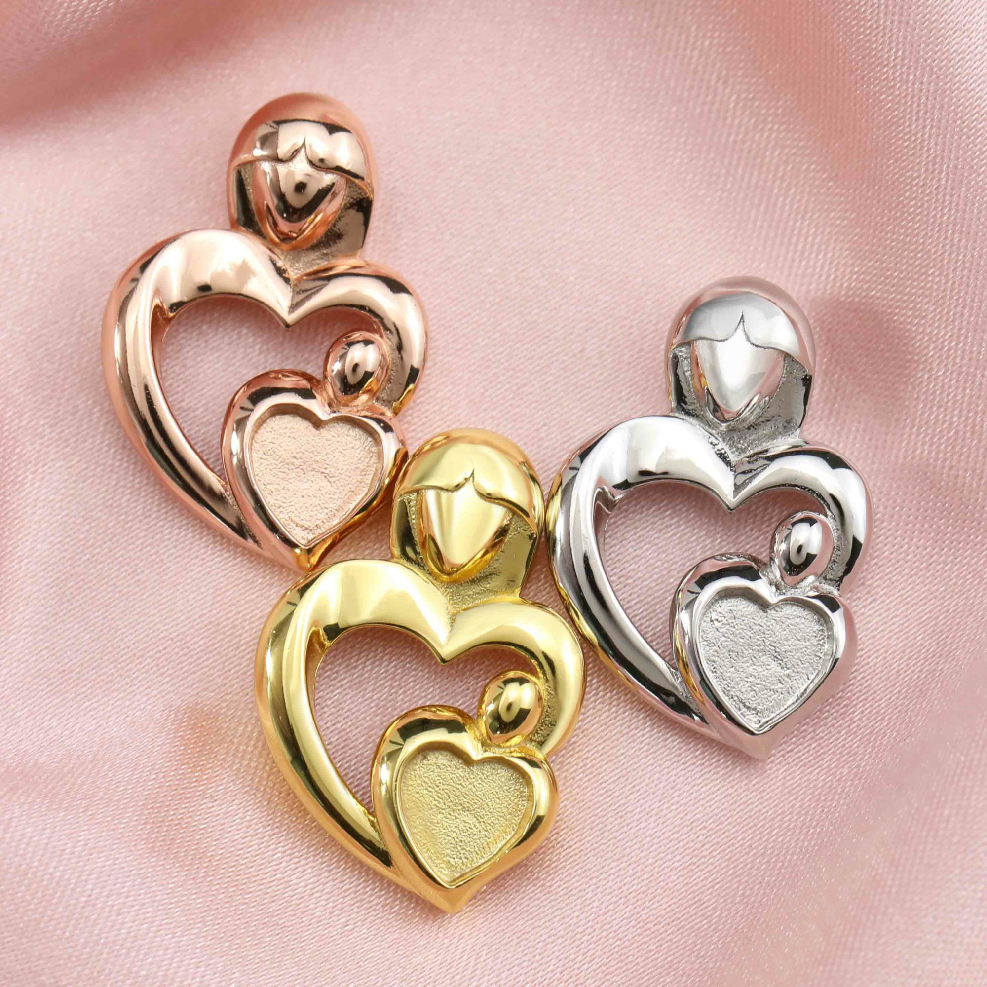 Keepsake Breast Milk Bezel 6MM Heart Pendant Settings Mother Child Solid 14K/18K Gold DIY Memory Jewelry Supplies 1431130-1 - Click Image to Close