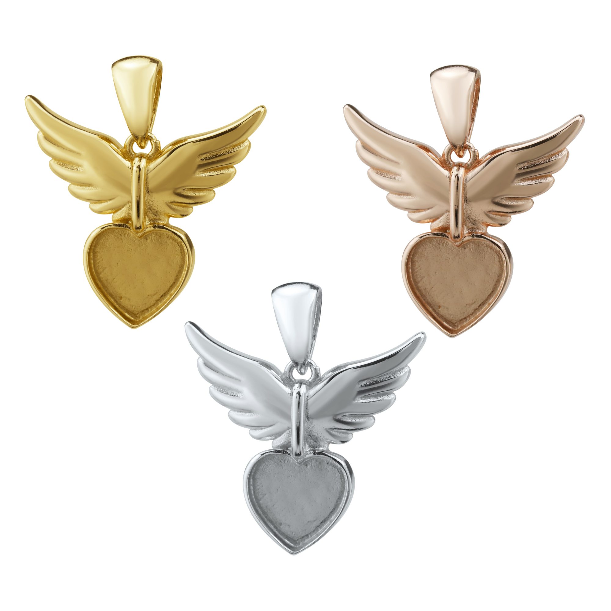 8MM Keepsake Breast Milk Resin Heart Angel Wing Pendant Prong Settings Mother Baby Solid 925 Sterling Silver Rose Gold Plated Charm Bezel 1431131 - Click Image to Close