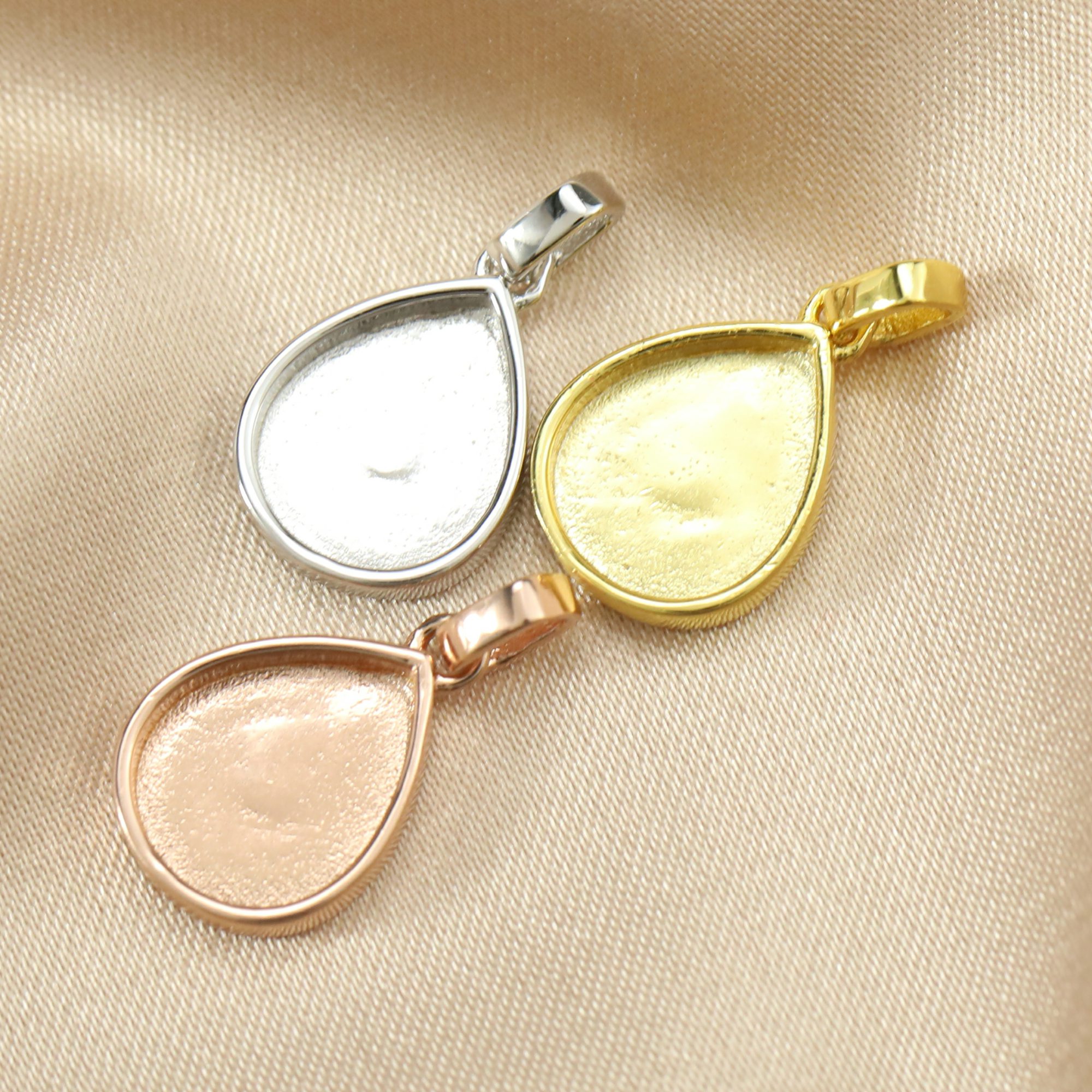 Breast Milk Resin Pear Solid Back Pendant Bezel Settings,Solid 925 Sterling Silver Rose Gold Plated Pendant,DIY Memory Jewelry Supplies 1431138 - Click Image to Close