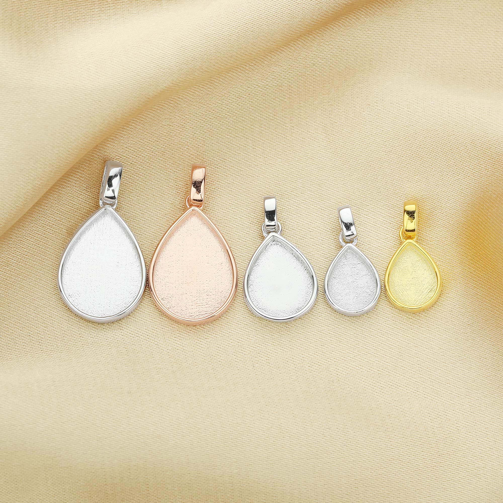 Breast Milk Resin Pear Solid Back Pendant Bezel Settings,Solid 925 Sterling Silver Rose Gold Plated Pendant,DIY Memory Jewelry Supplies 1431138 - Click Image to Close