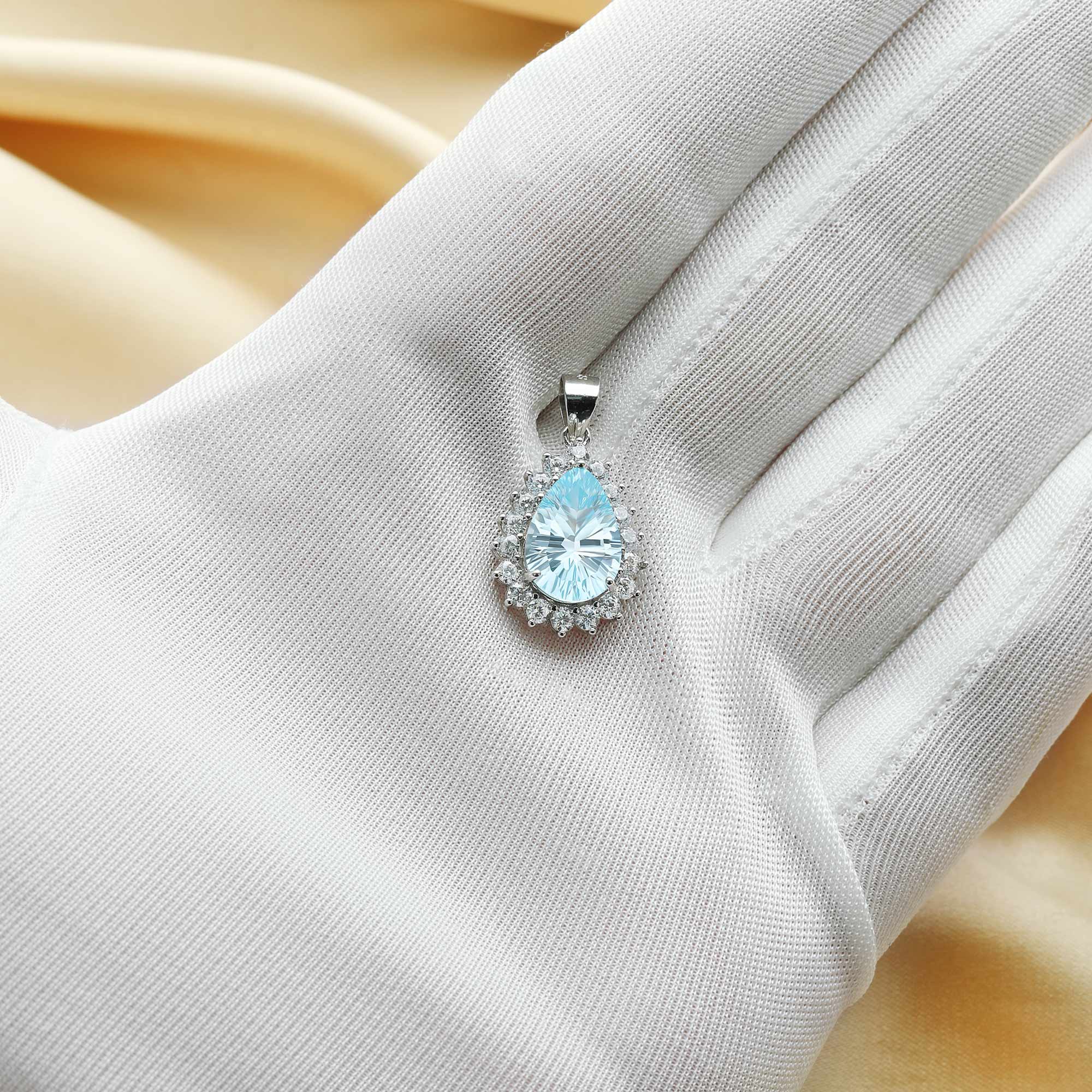 12x17MM Pear Birthstone Pendant Charm With 8x12MM Sky Blue Topaz,Solid 925 Sterling Silver Charm,November Birthstone Pendant 1431145 - Click Image to Close