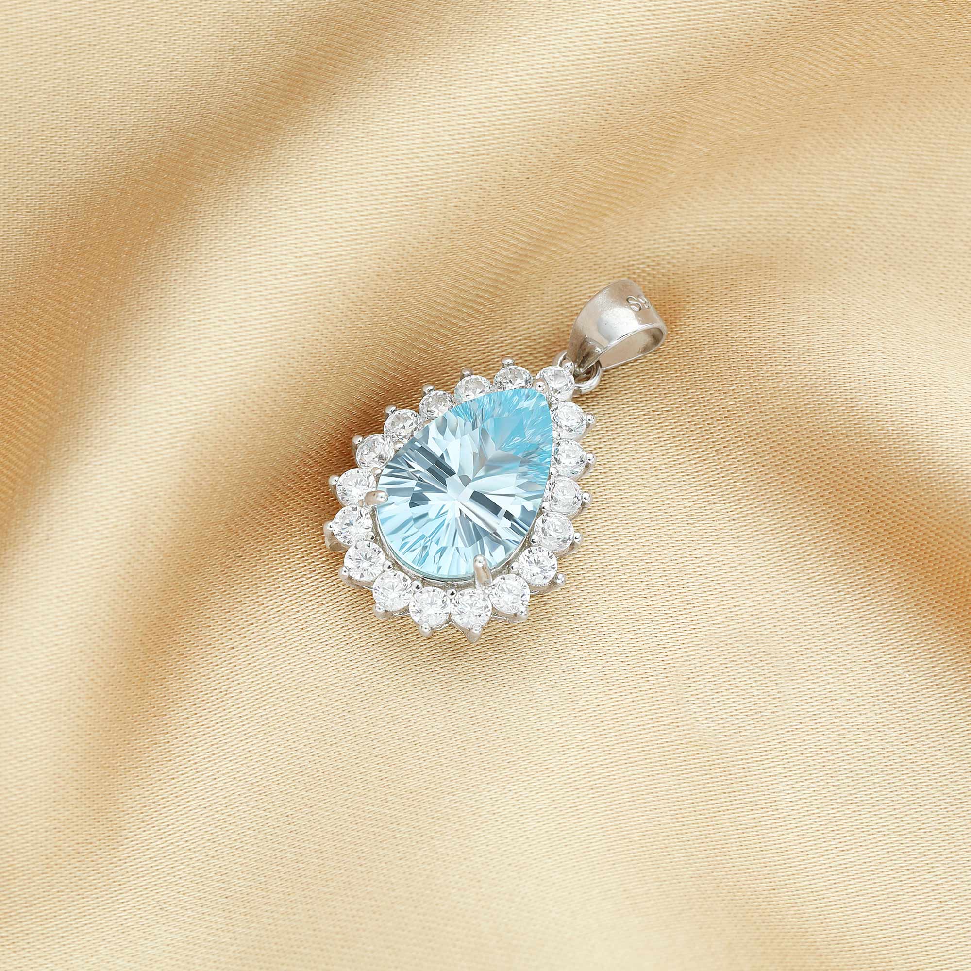 12x17MM Pear Birthstone Pendant Charm With 8x12MM Sky Blue Topaz,Solid 925 Sterling Silver Charm,November Birthstone Pendant 1431145 - Click Image to Close