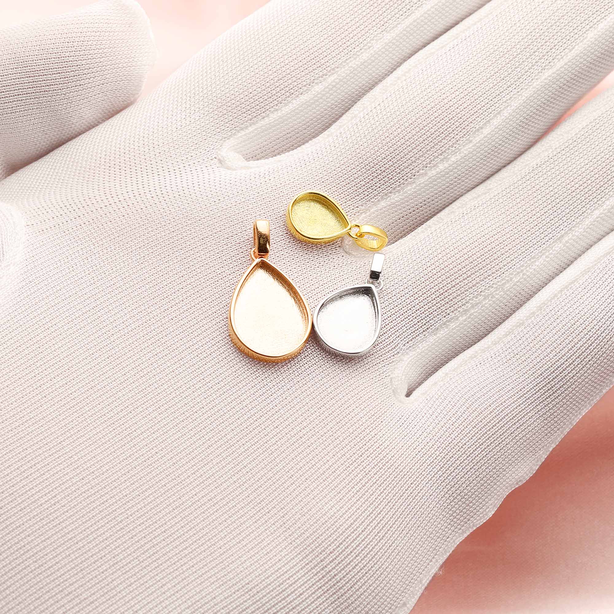 Keepsake Breast Milk Pear Solid Back Pendant Bezel Settings,Solid 14K 18K Gold Charm,DIY Memory Jewelry Supplies 1431159 - Click Image to Close