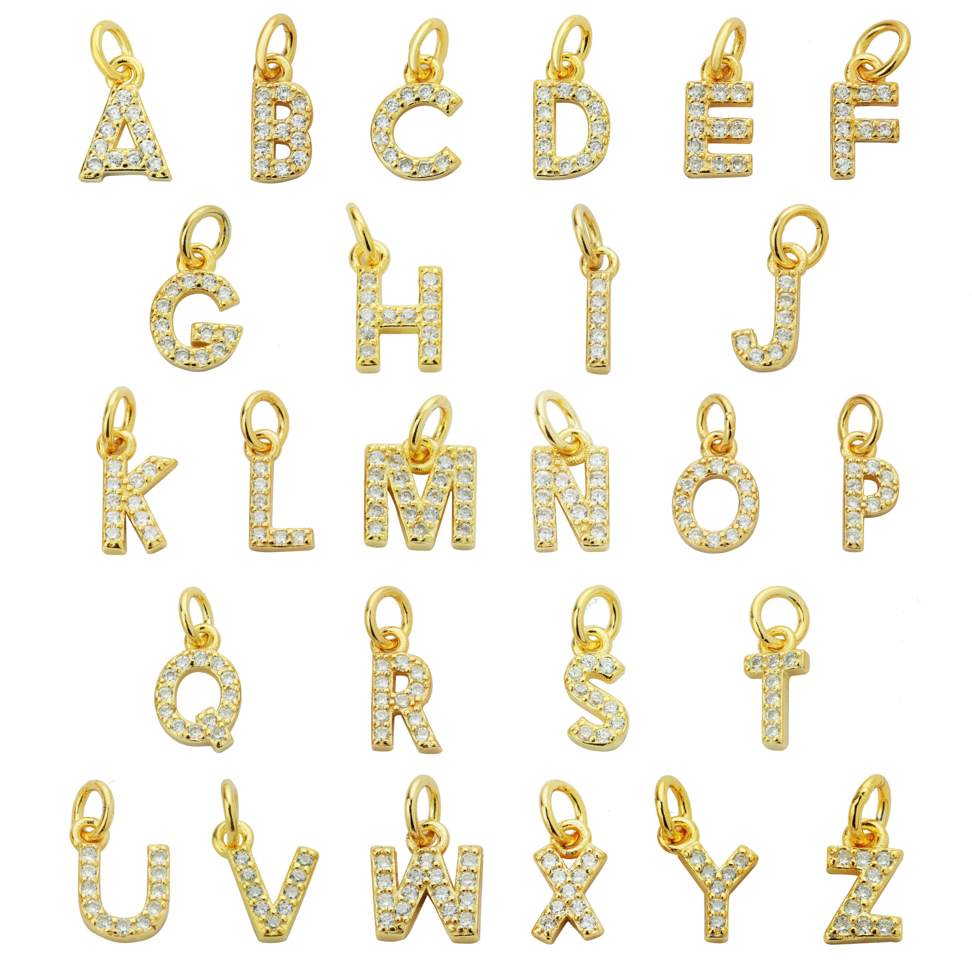 6-7MM Initial Letter Charm,Solid 925 Sterling Silver Charm,Pave CZ Stone Alphabet Charm,DIY Custom Name Charm 1431172 - Click Image to Close