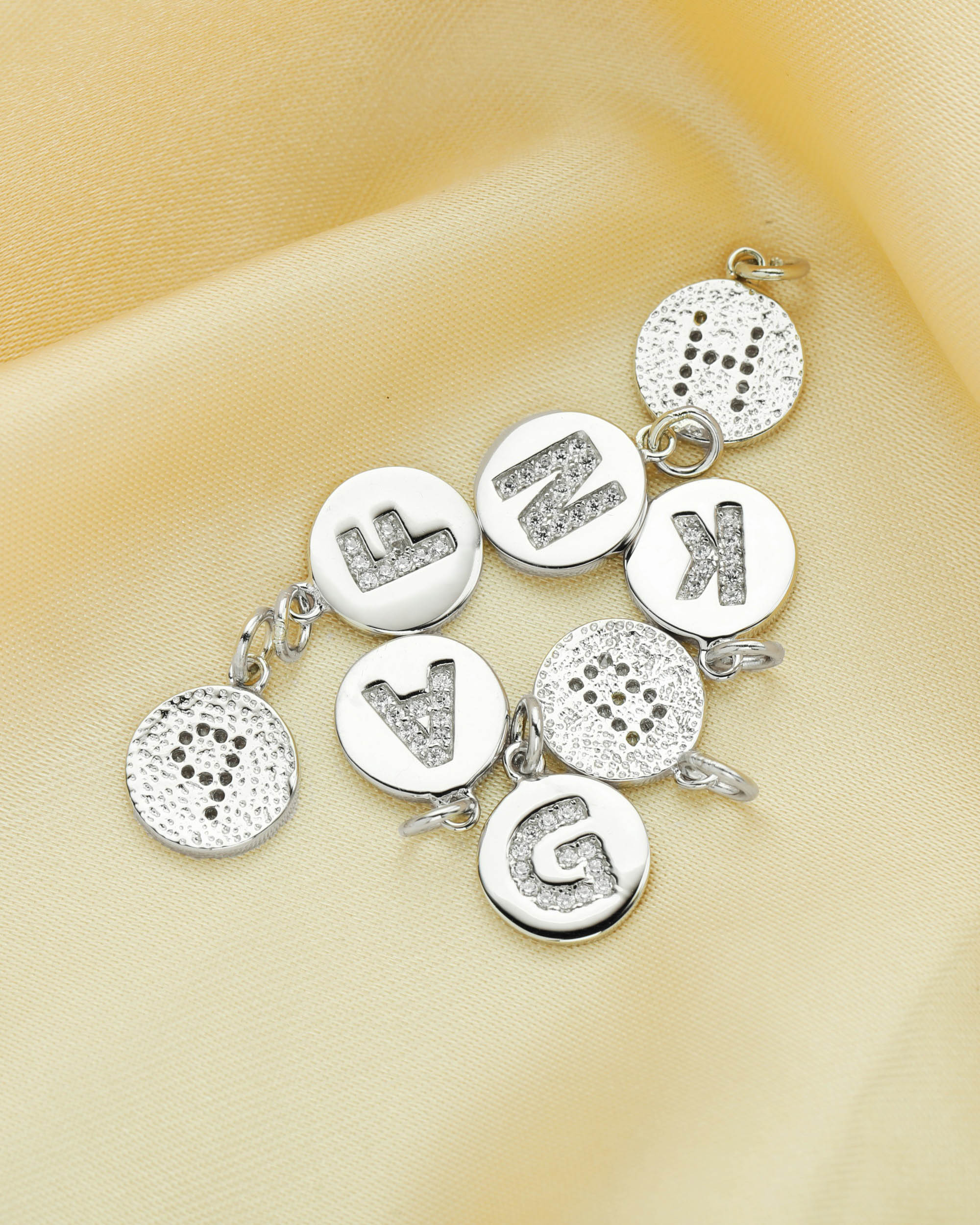10MM Round Initial Letter Charm,Solid 925 Sterling Silver Rhodium Plated Charm,Alphabet Charm,DIY Custom Name Charm 1431173 - Click Image to Close