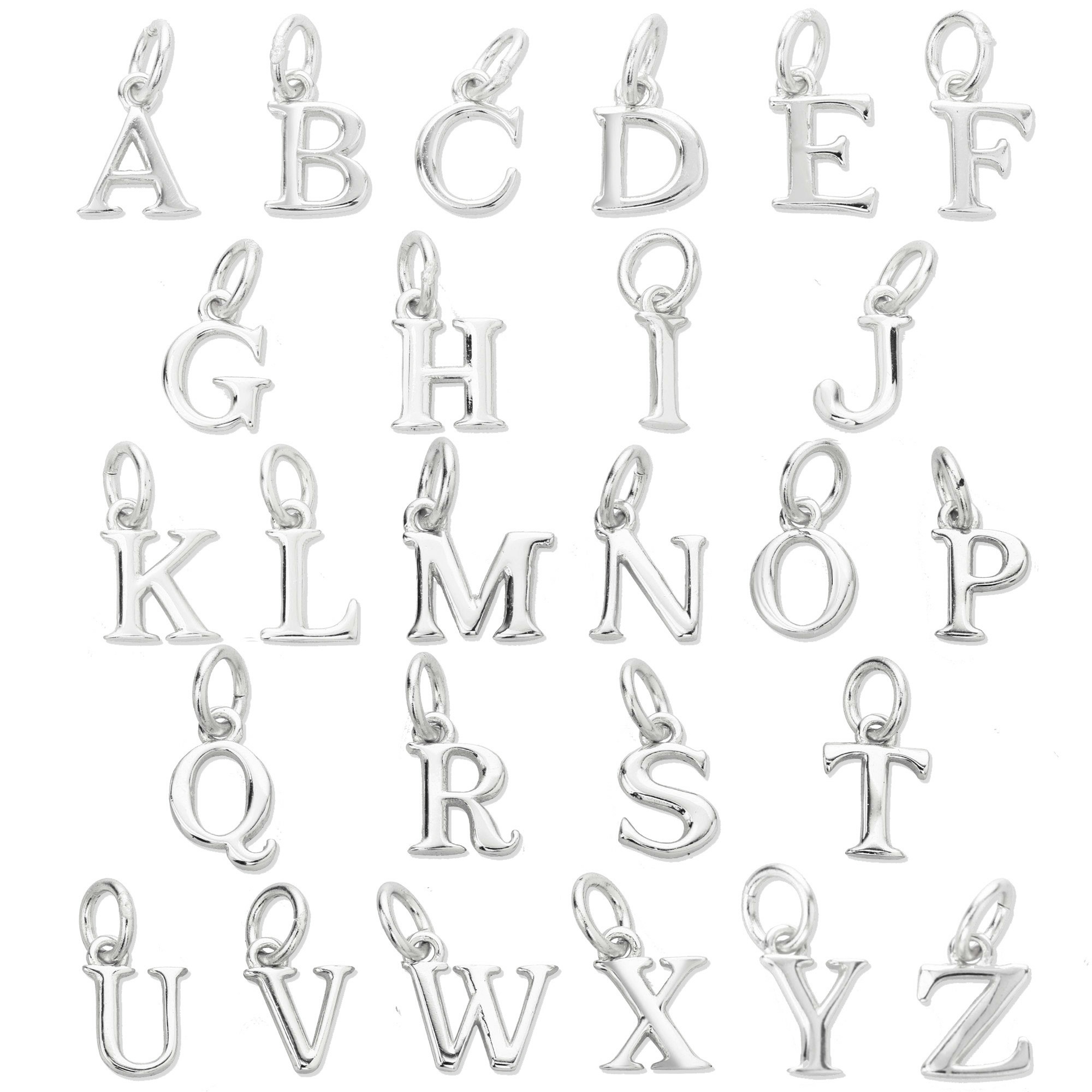 6-7MM Initial Letter Charm,Solid 925 Sterling Silver Charm,Simple Alphabet Charm,DIY Custom Name Charm 1431174 - Click Image to Close