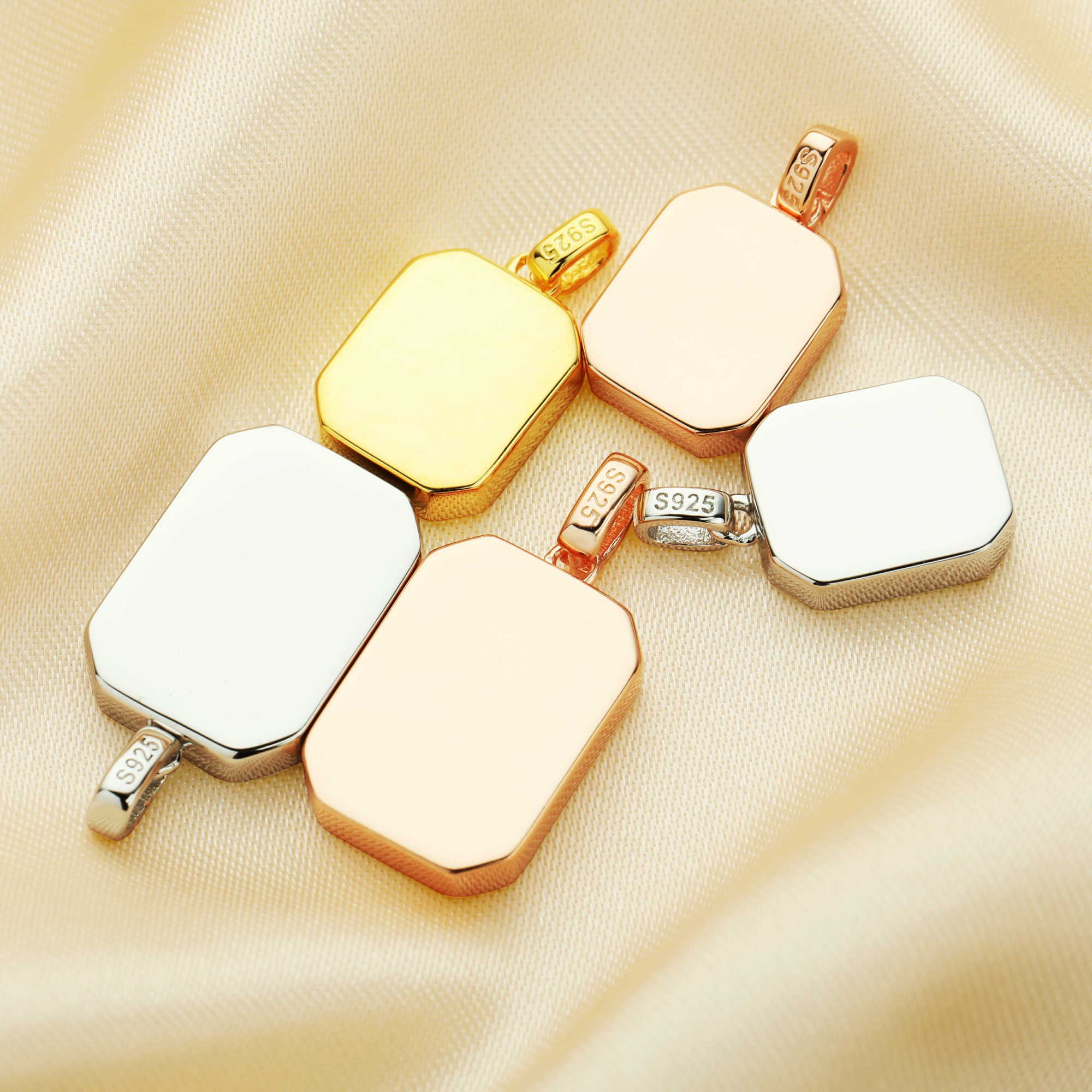 Keepsake Breast Milk Resin Rectangle Pendant Bezel Settings,Solid 925 Sterling Silver Rose Gold Plated Pendant,DIY Memory Jewelry 1431182 - Click Image to Close