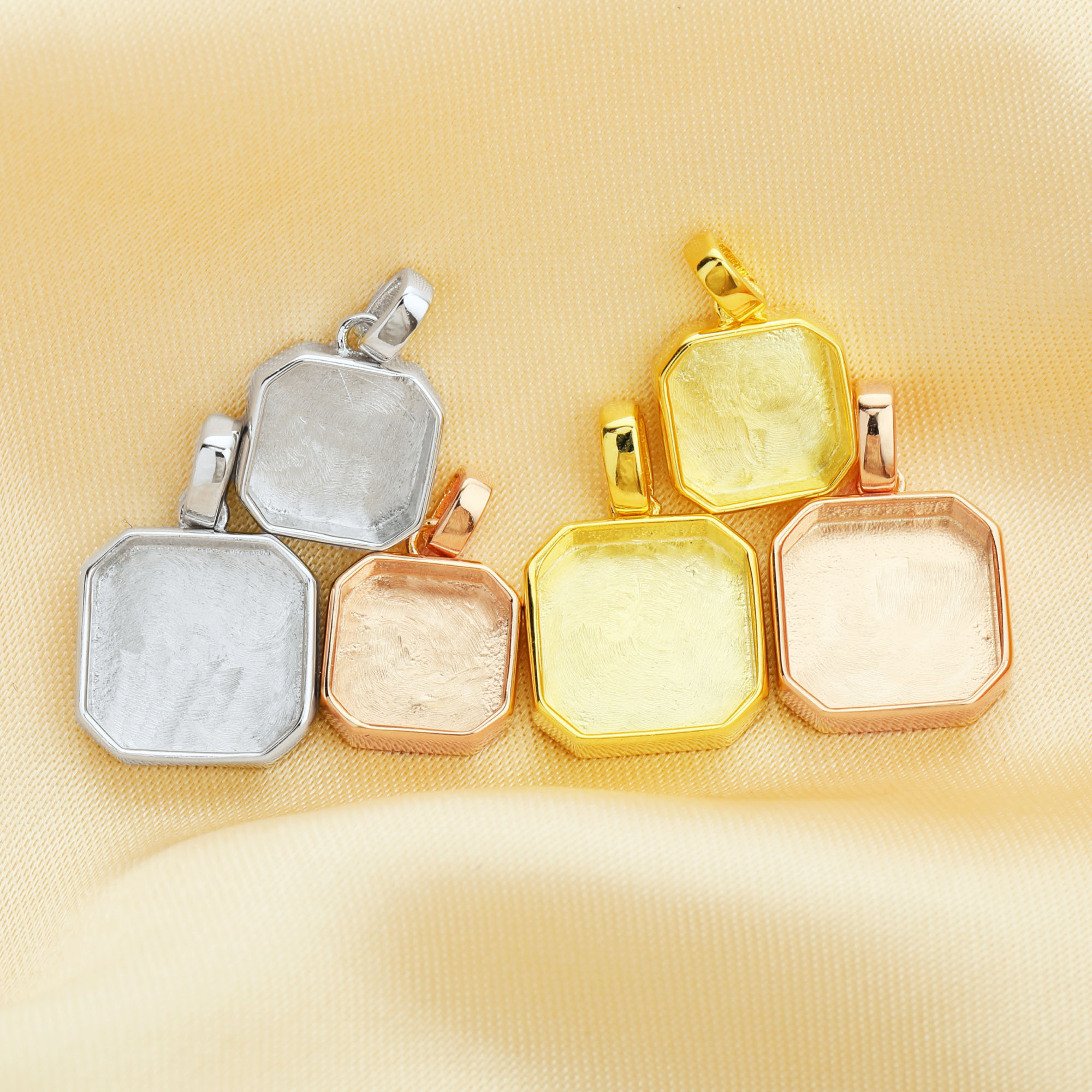 Keepsake Breast Milk Resin Square Pendant Bezel Settings,Solid 925 Sterling Silver Rose Gold Plated Pendant,DIY Memory Jewelry 1431185 - Click Image to Close