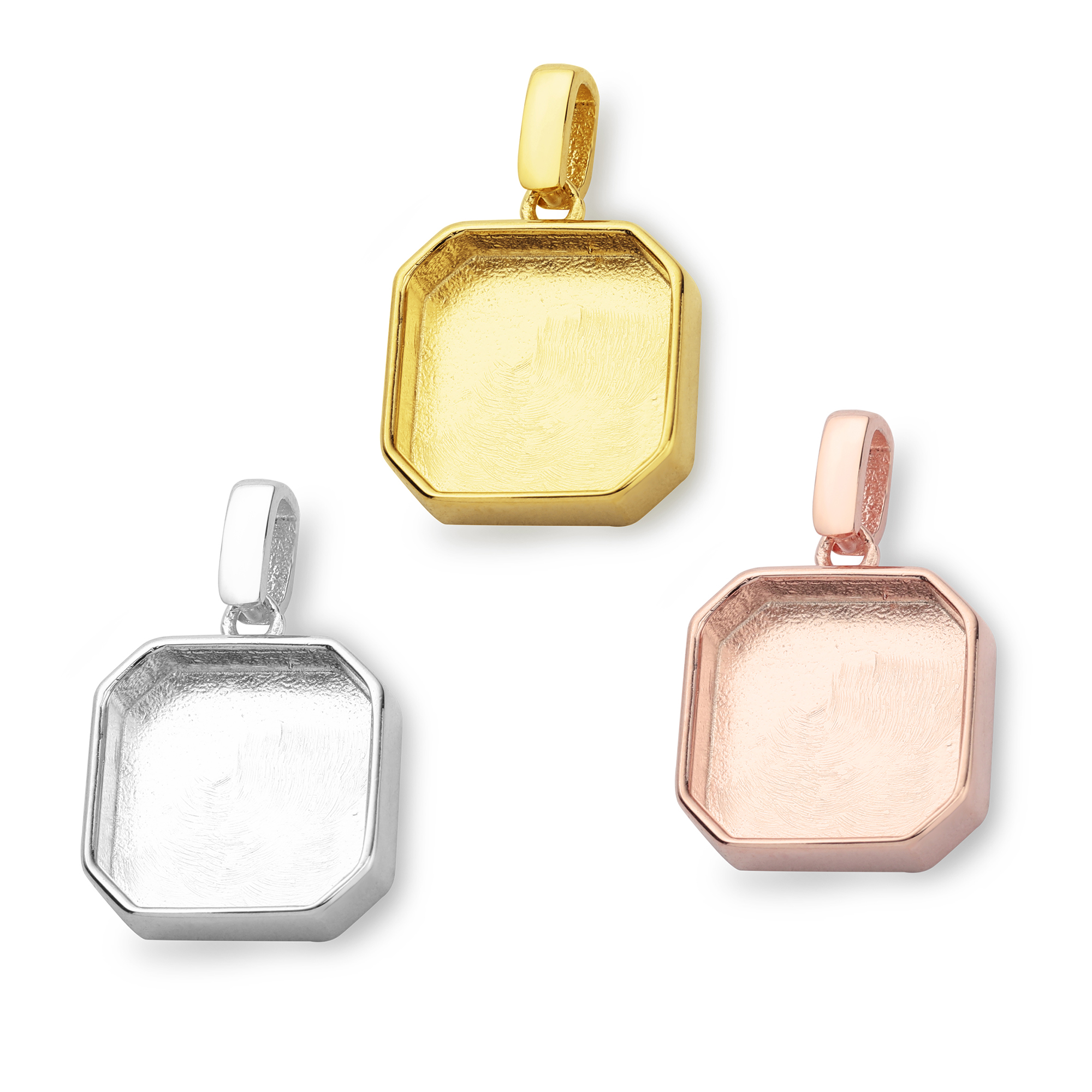 Keepsake Breast Milk Resin Square Pendant Bezel Settings,Solid 925 Sterling Silver Rose Gold Plated Pendant,DIY Memory Jewelry 1431185 - Click Image to Close