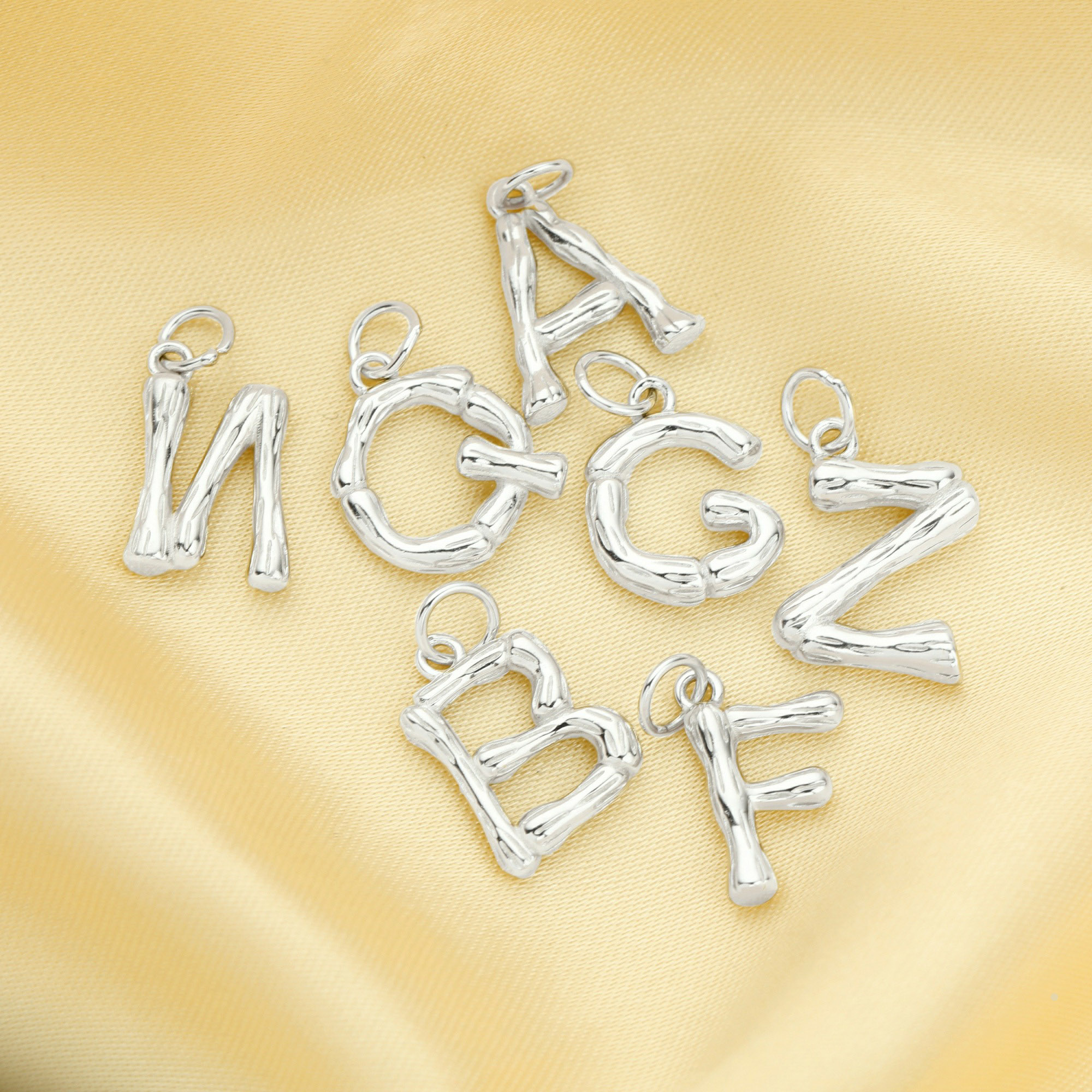 12-13MM Initial Letter Charm,Tree Branch Shaped Letter Charm,Solid 925 Sterling Silver Charm,Simple Alphabet Charm,DIY Custom Name Charm 1431186 - Click Image to Close