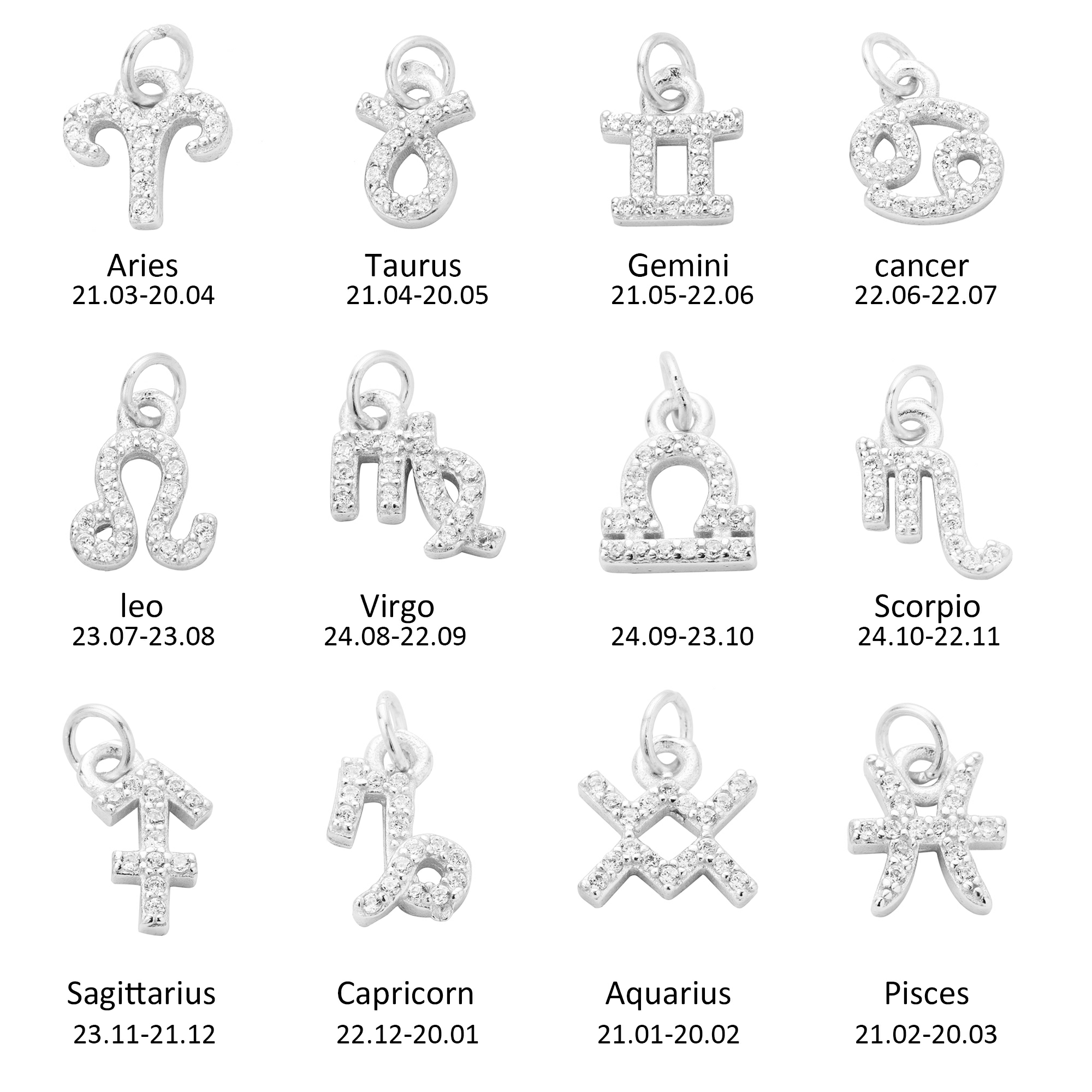 7-8MM Zodiac Symbol Constellation Charm,Solid 925 Sterling Silver Pendant Charm,Pave CZ Stone Constellation Charms,DIY Custom Constellation Charm 1431187 - Click Image to Close
