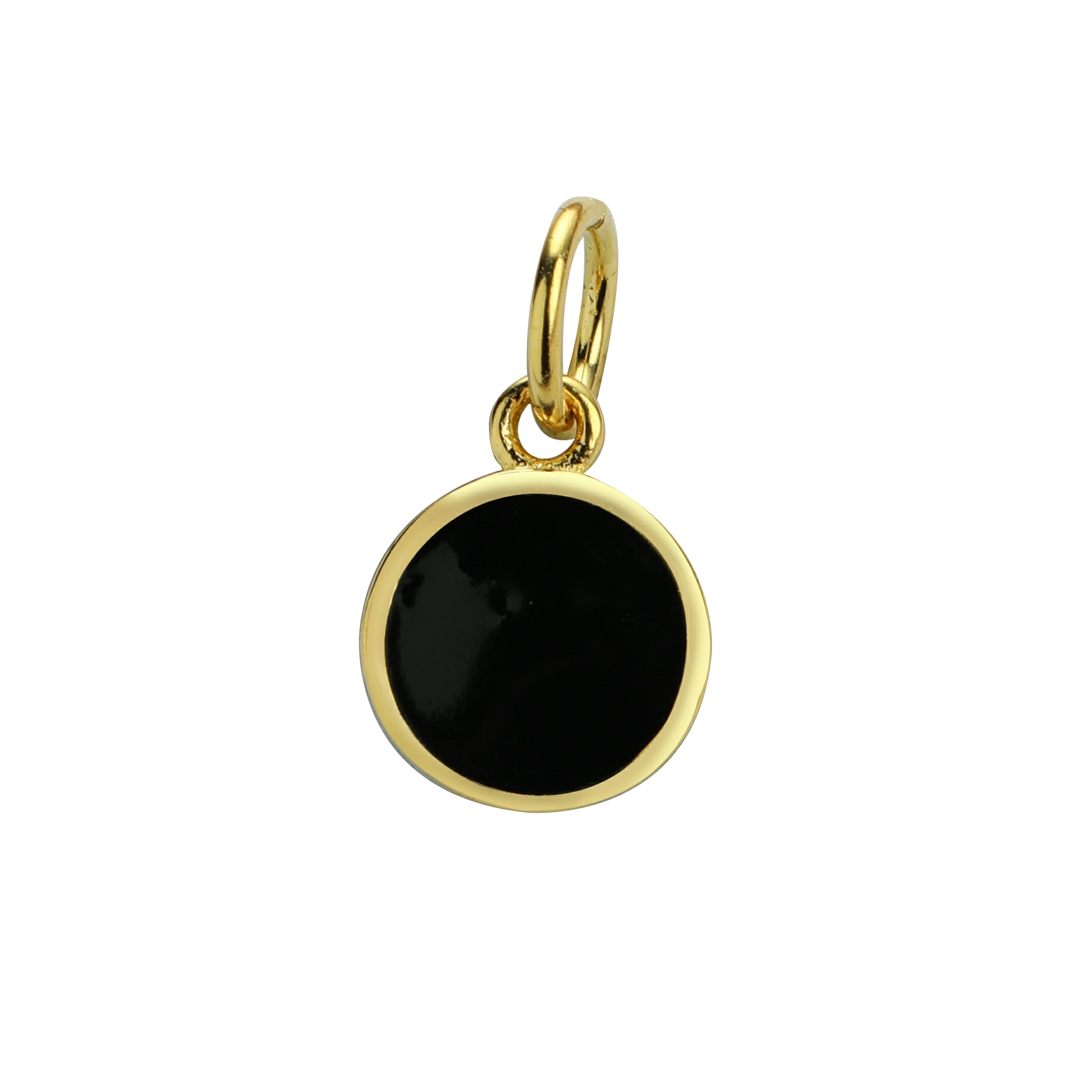 6MM Round Black Epoxy Charm,Solid 925 Sterling Silver Gold Plated Pendant Charm,DIY Charm Supplies 1431190 - Click Image to Close