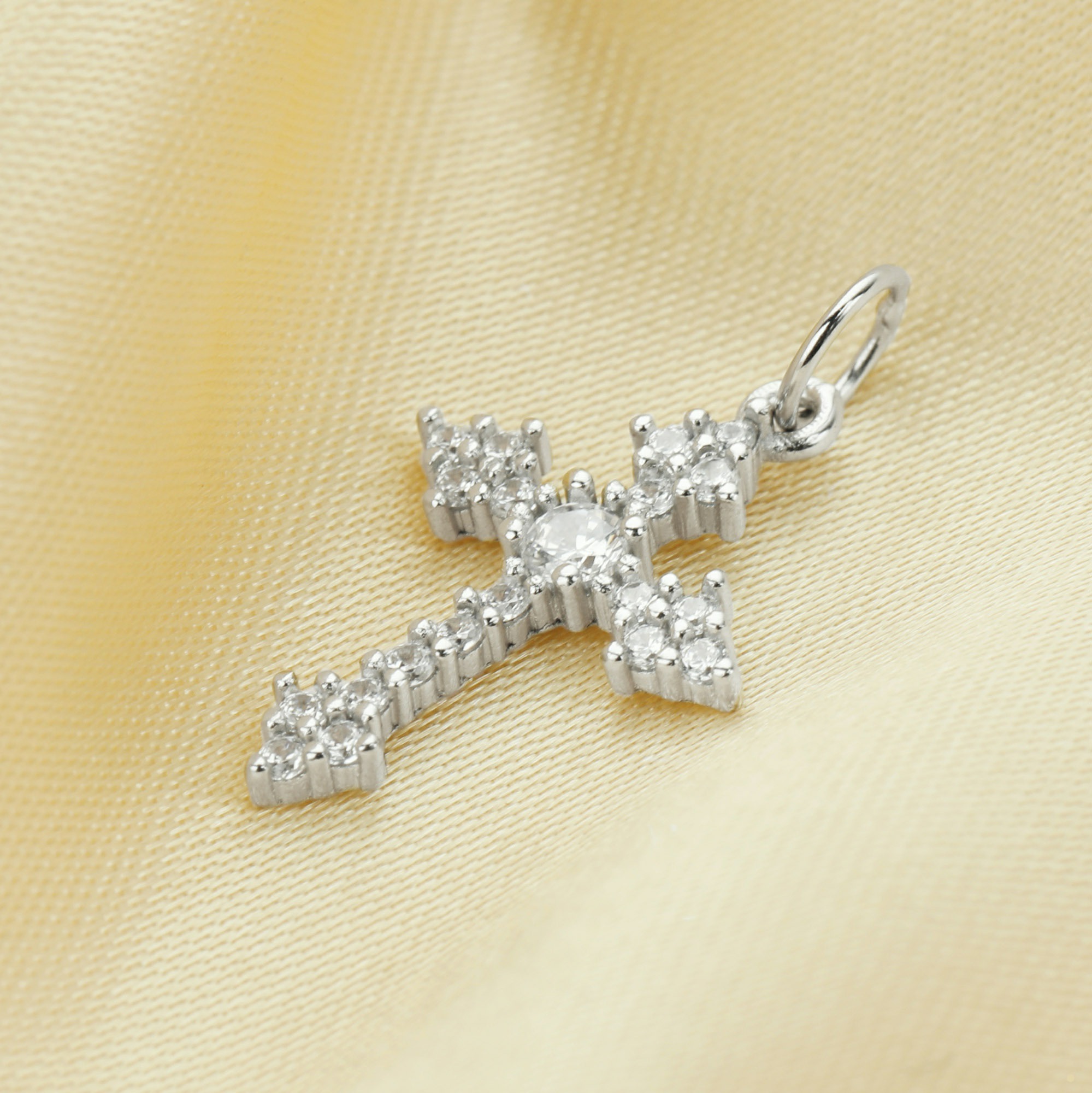 12x15MM Pave CZ Stone Cross Charm,Solid 925 Sterling Silver Pendant Charm,DIY Pendant Charm Supplies 1431191 - Click Image to Close