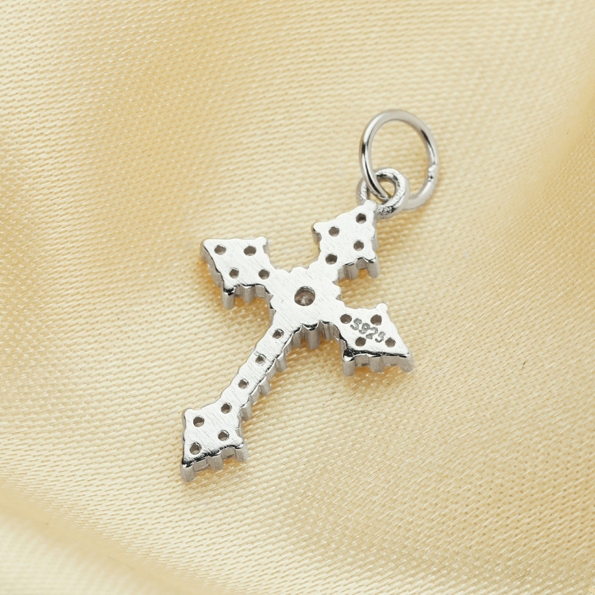 12x15MM Pave CZ Stone Cross Charm,Solid 925 Sterling Silver Pendant Charm,DIY Pendant Charm Supplies 1431191 - Click Image to Close