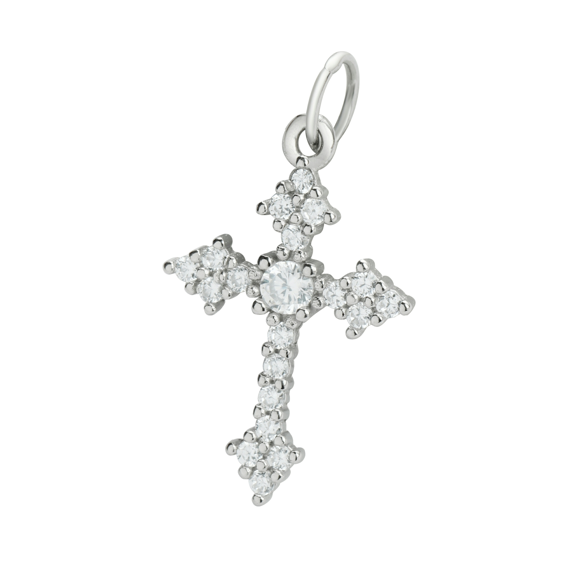 12x15MM Pave CZ Stone Cross Charm,Solid 925 Sterling Silver Pendant Charm,DIY Pendant Charm Supplies 1431191 - Click Image to Close