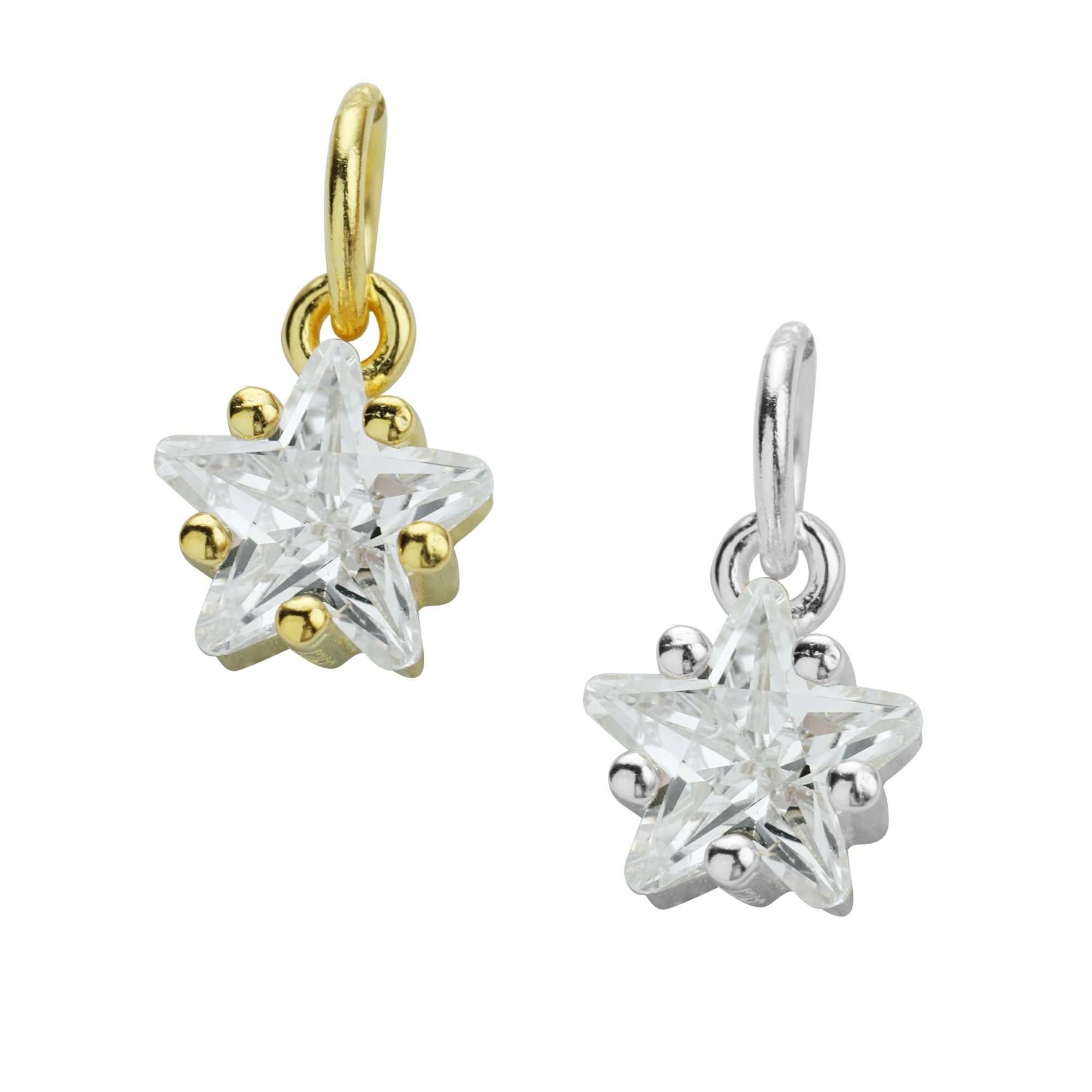 6MM CZ Stone Star Charm,Solid 925 Sterling Silver Gold Plated Pendant Charm,DIY Pendant Charm Supplies 1431192 - Click Image to Close