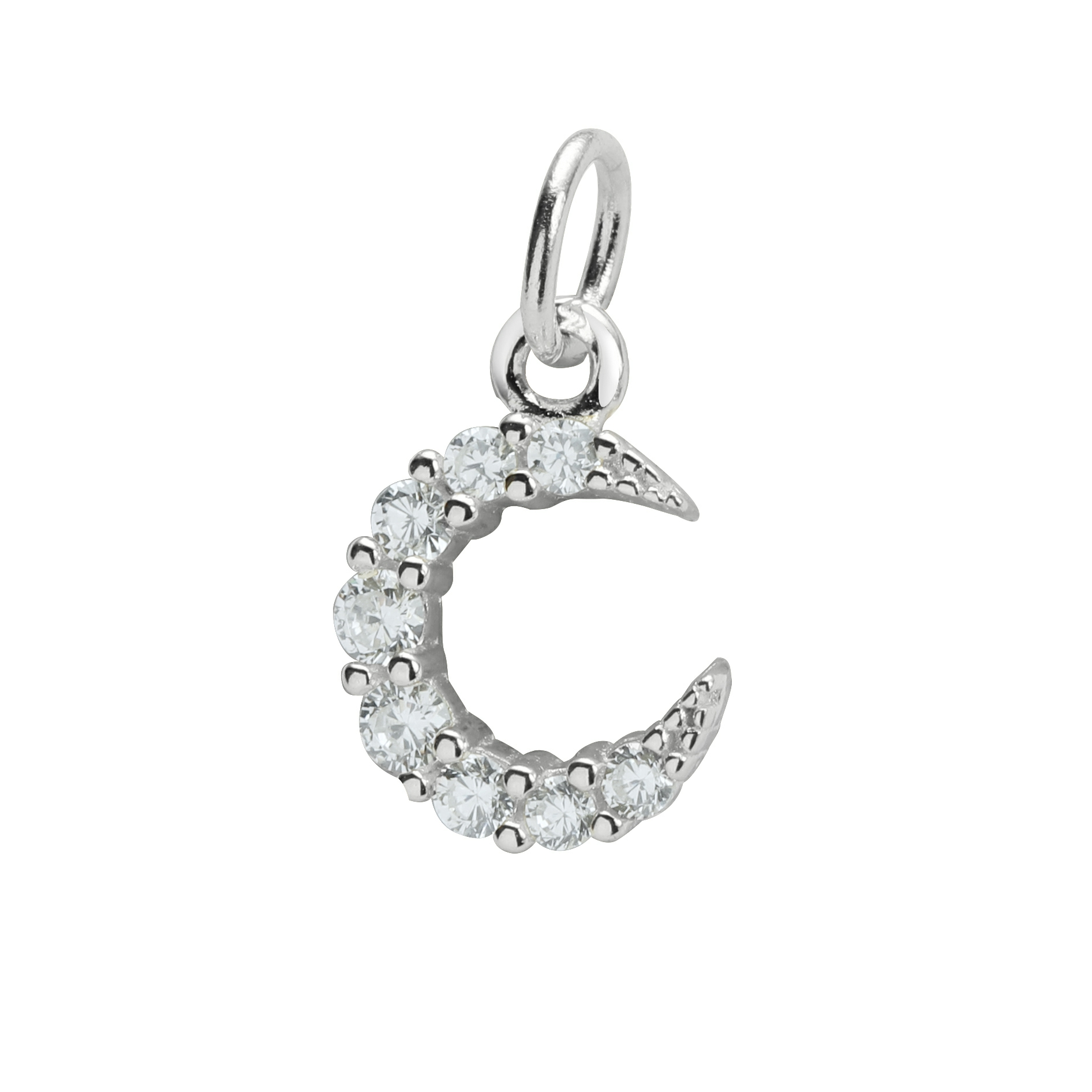 8MM Pave CZ Stone Moon Charm,Solid 925 Sterling Silver Gold Plated Pendant Charm,DIY Pendant Charm Supplies 1431193 - Click Image to Close