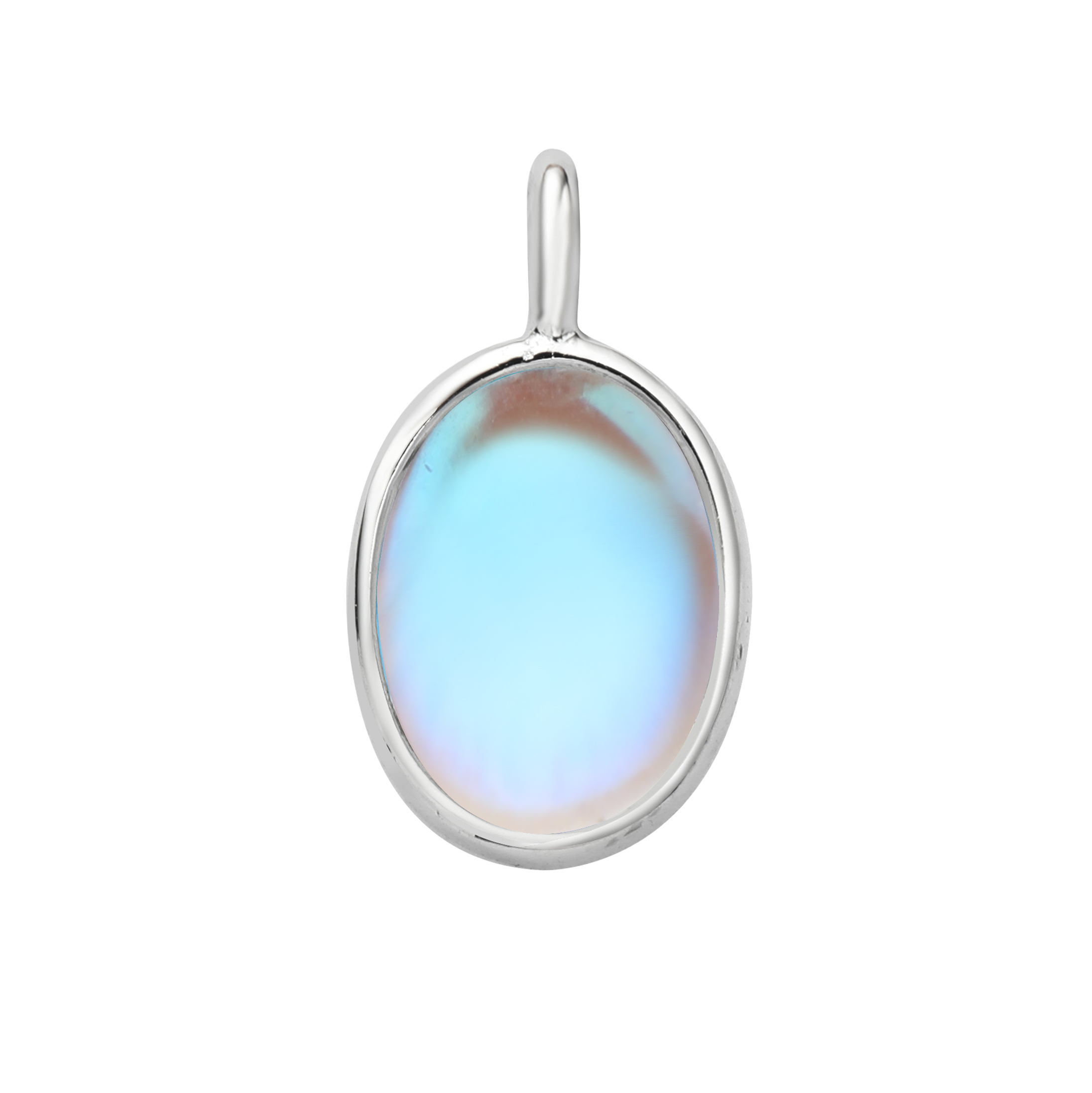 Simulated Glass Moonstone Charm,Round/Heart/Oval Solid 925 Sterling Silver Gold Plated Pendant Charm,DIY Pendant Charm Supplies 1431201 - Click Image to Close