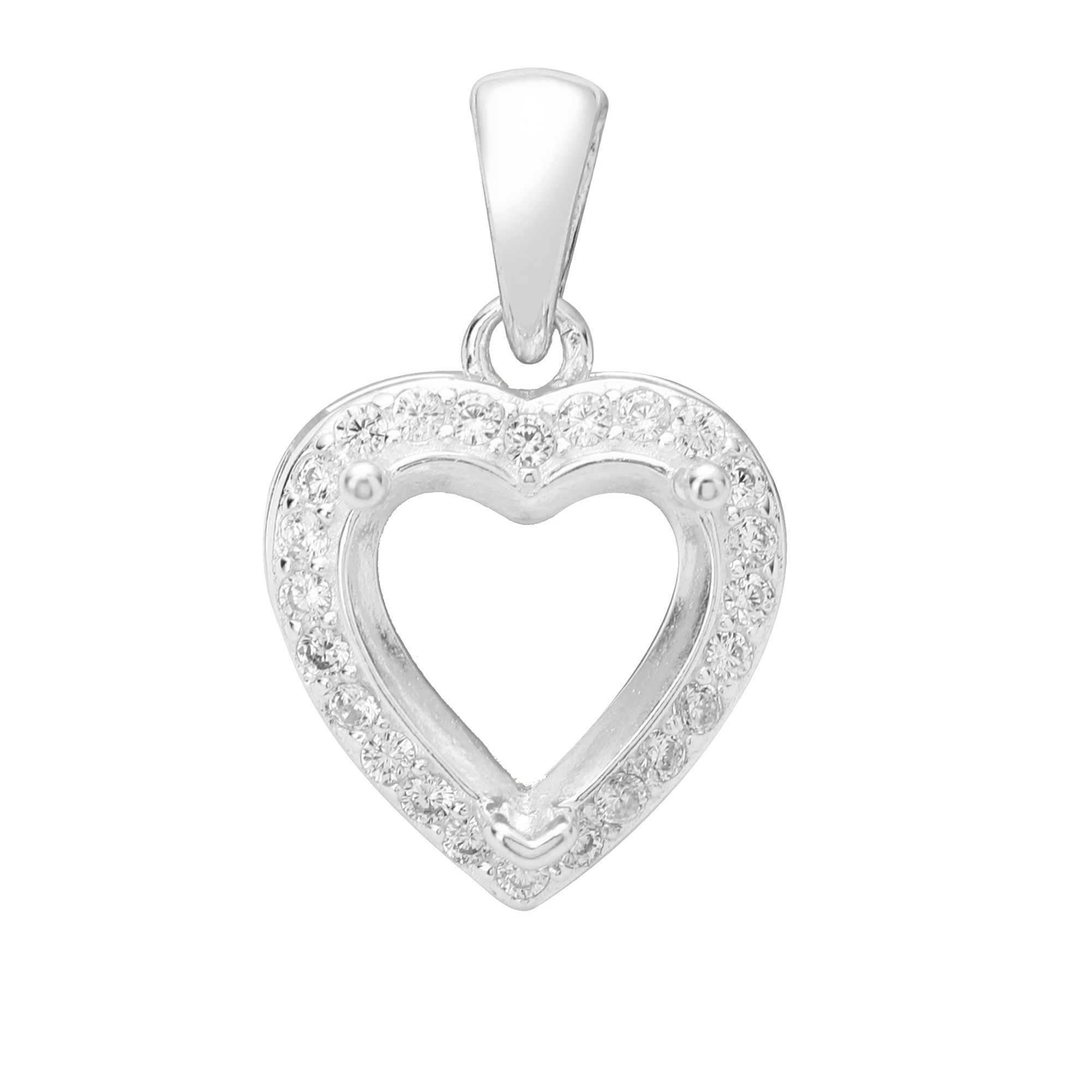 8MM Halo Heart Prong Pendant Settings,Solid 925 Sterling Silver Rose Gold Plated Charm,Pave CZ Stone Heart Charm,DIY Pendant Bezel For Gemstone 1431203 - Click Image to Close