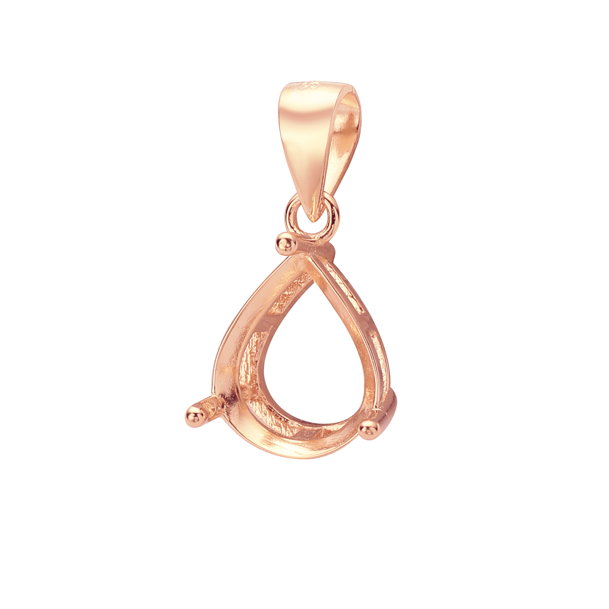 Pear Prong Pendant Settings,Solid 925 Sterling Silver Rose Gold Plated Charm,Simple Charm,DIY Pendant Bezel For Gemstone 1431207 - Click Image to Close