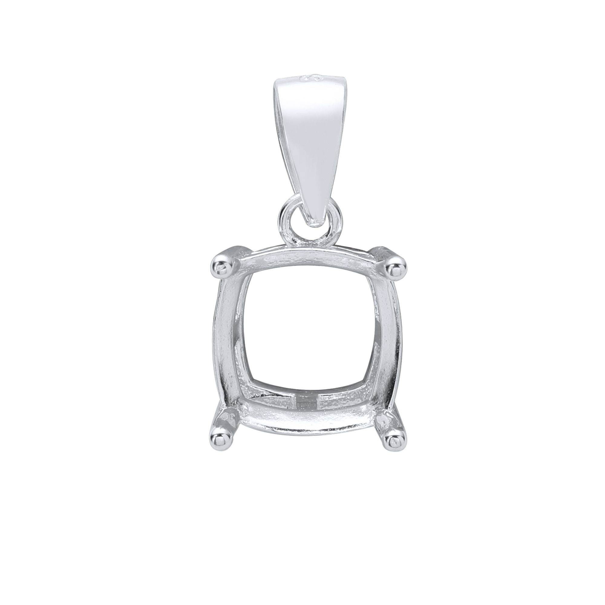 8MM Cushion Square Prong Pendant Settings,Solid 925 Sterling Silver Rose Gold Plated Charm,Simple Charm,DIY Pendant Bezel For Gemstone 1431208 - Click Image to Close