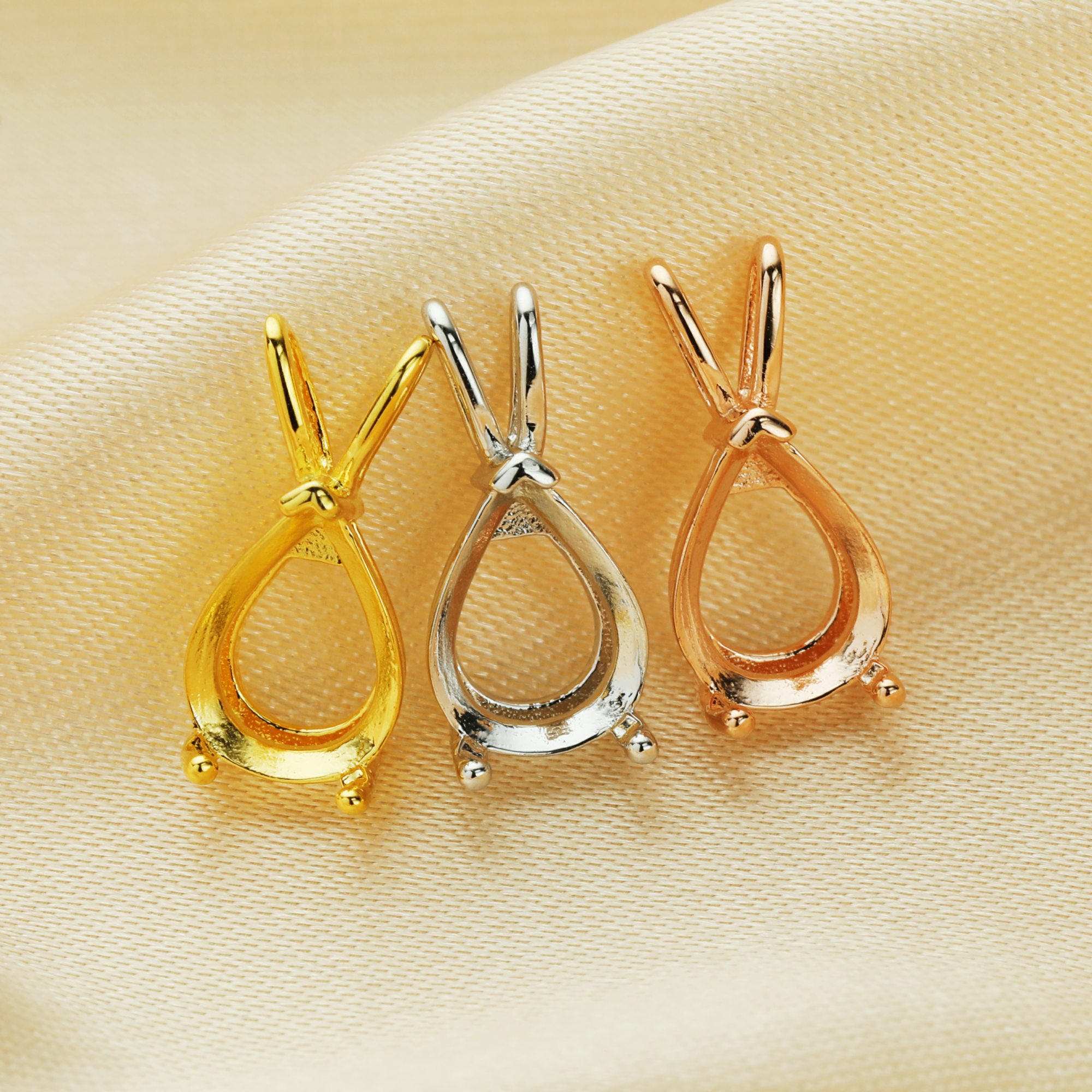 6x8MM Pear Prong Pendant Settings,Solid 925 Sterling Silver Rose Gold Plated Charm,Simple Charm,DIY Pendant Bezel For Gemstone 1431212 - Click Image to Close