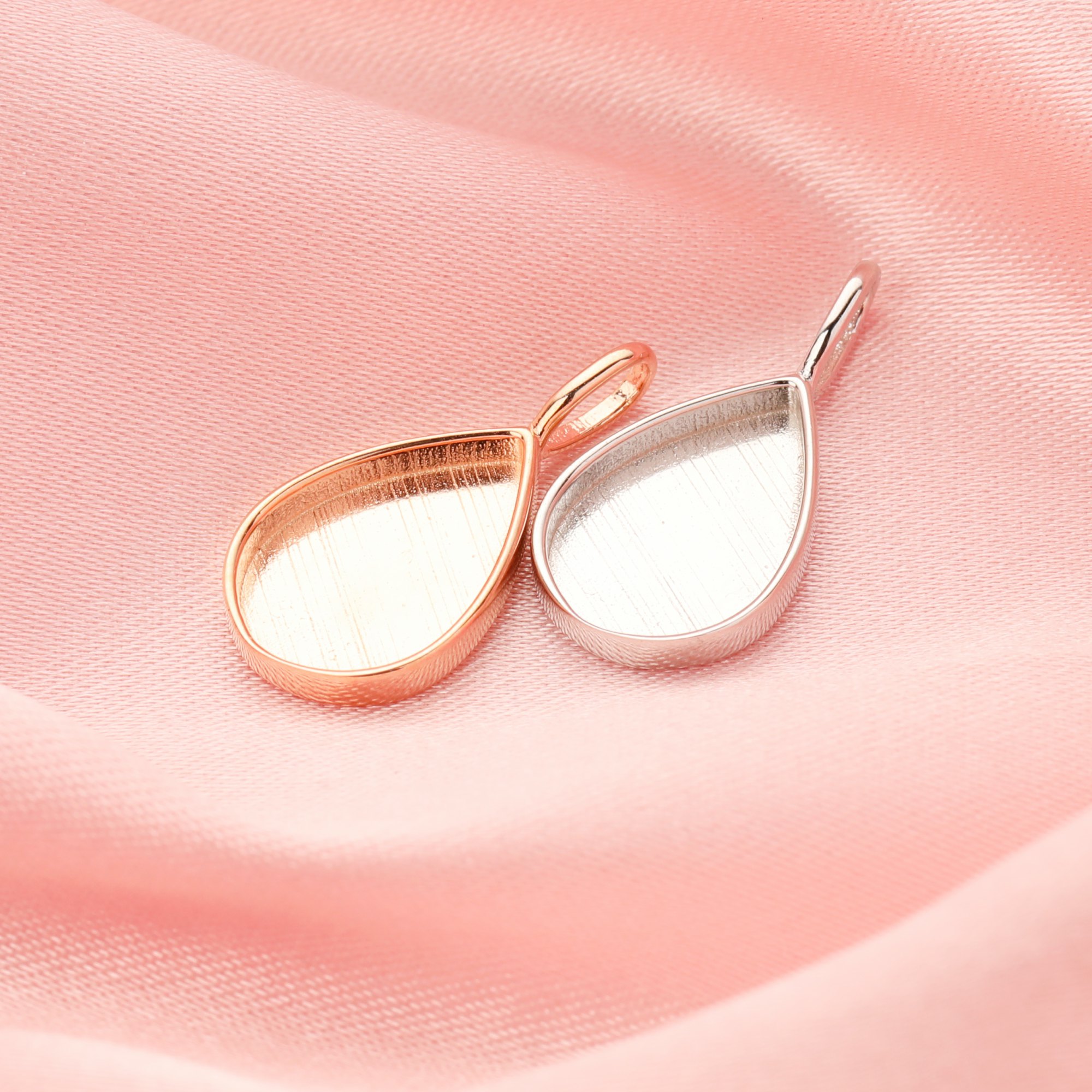 Breast Milk Resin Pear Solid Back Pendant Bezel Settings,Solid 9K 14K 18K Gold Pendant Charm,DIY Memory Jewelry Supplies 1431215 - Click Image to Close