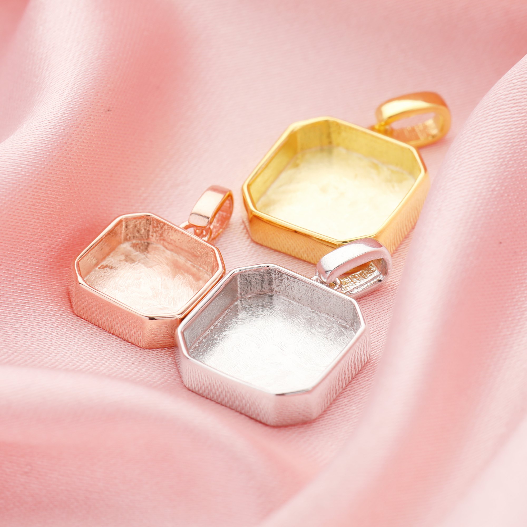 Keepsake Breast Milk Resin Square Pendant Bezel Settings,Solid 14K 18K Gold Pendant Charm,DIY Memory Jewelry Supplies 1431220 - Click Image to Close
