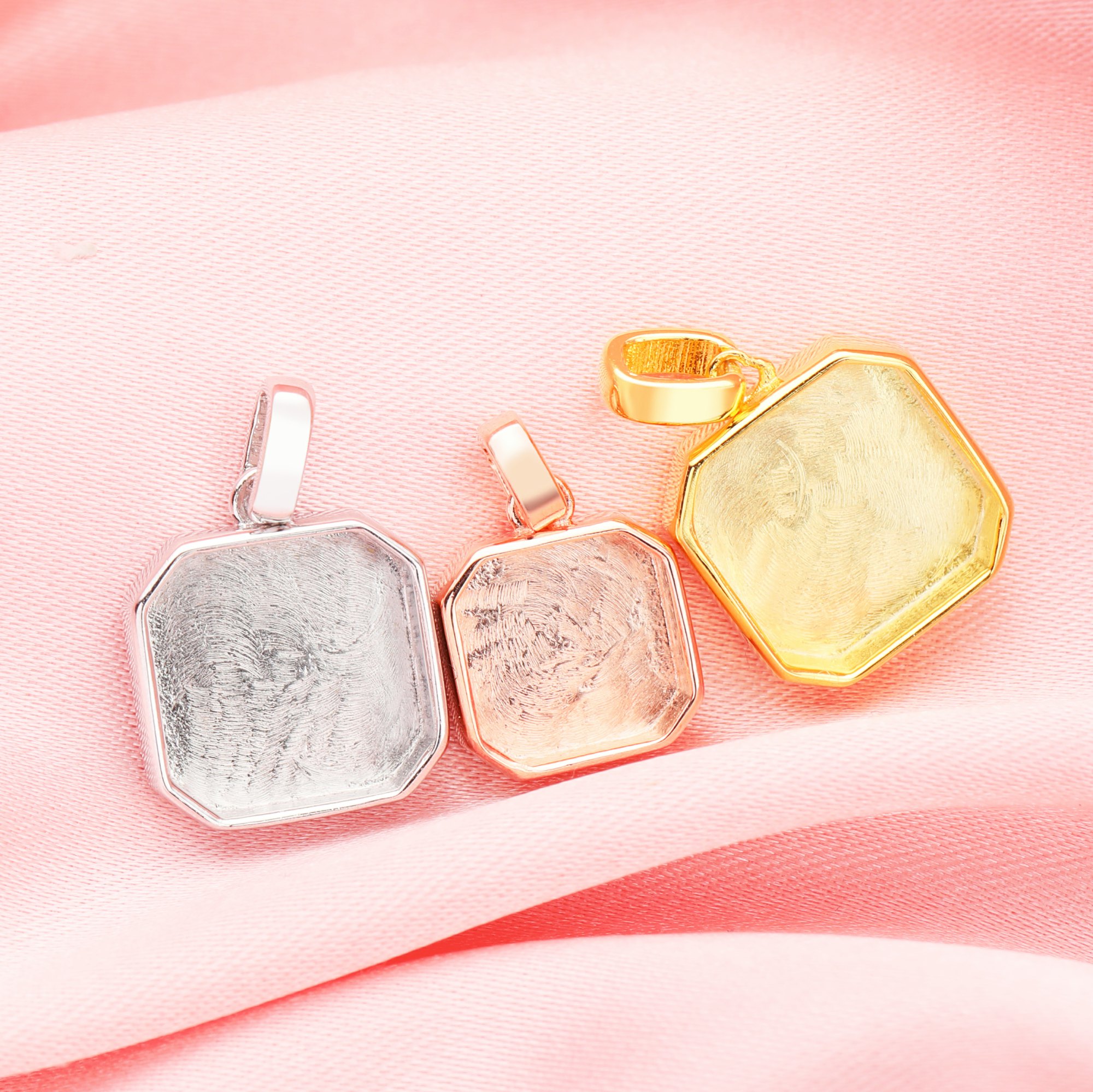 Keepsake Breast Milk Resin Square Pendant Bezel Settings,Solid 14K 18K Gold Pendant Charm,DIY Memory Jewelry Supplies 1431220 - Click Image to Close