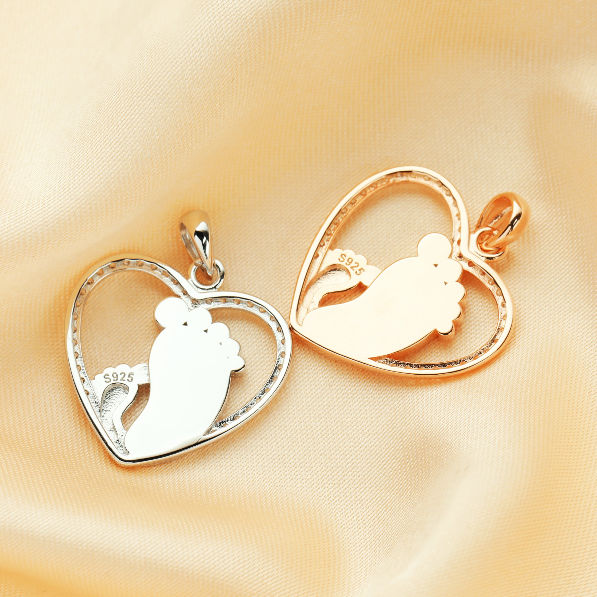 6x11MM Baby Footprint Keepsake Breast Milk Resin Pendant Bezel Settings,Solid 925 Sterling Silver Rose Gold Plated Pendant,DIY Memory Jewelry Supplies Overall Size 21MM 1431224 - Click Image to Close