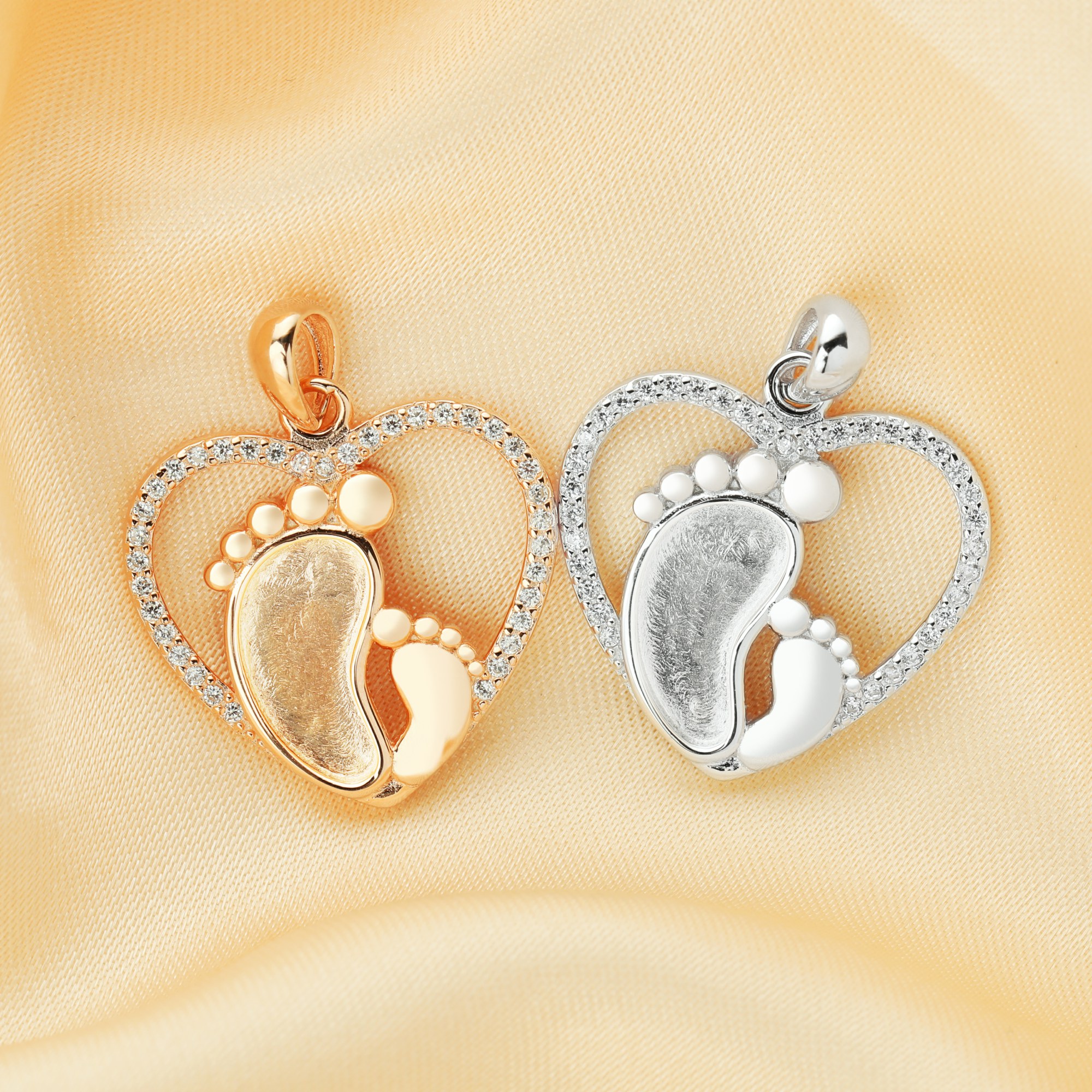 6x11MM Baby Footprint Keepsake Breast Milk Resin Pendant Bezel Settings,Solid 925 Sterling Silver Rose Gold Plated Pendant,DIY Memory Jewelry Supplies Overall Size 21MM 1431224 - Click Image to Close